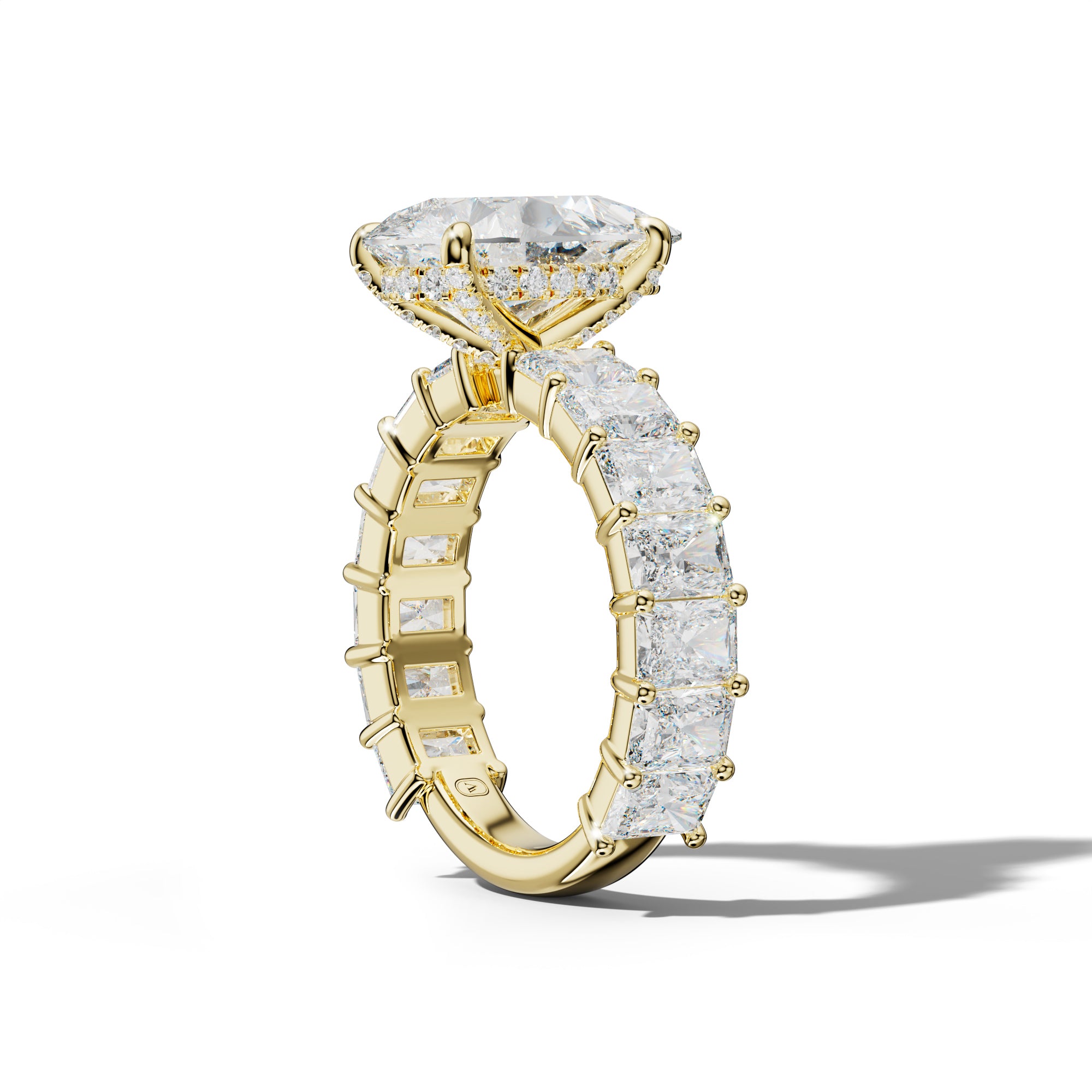 Adelina Pear Shape Engagement Ring With Radiant Side Stones