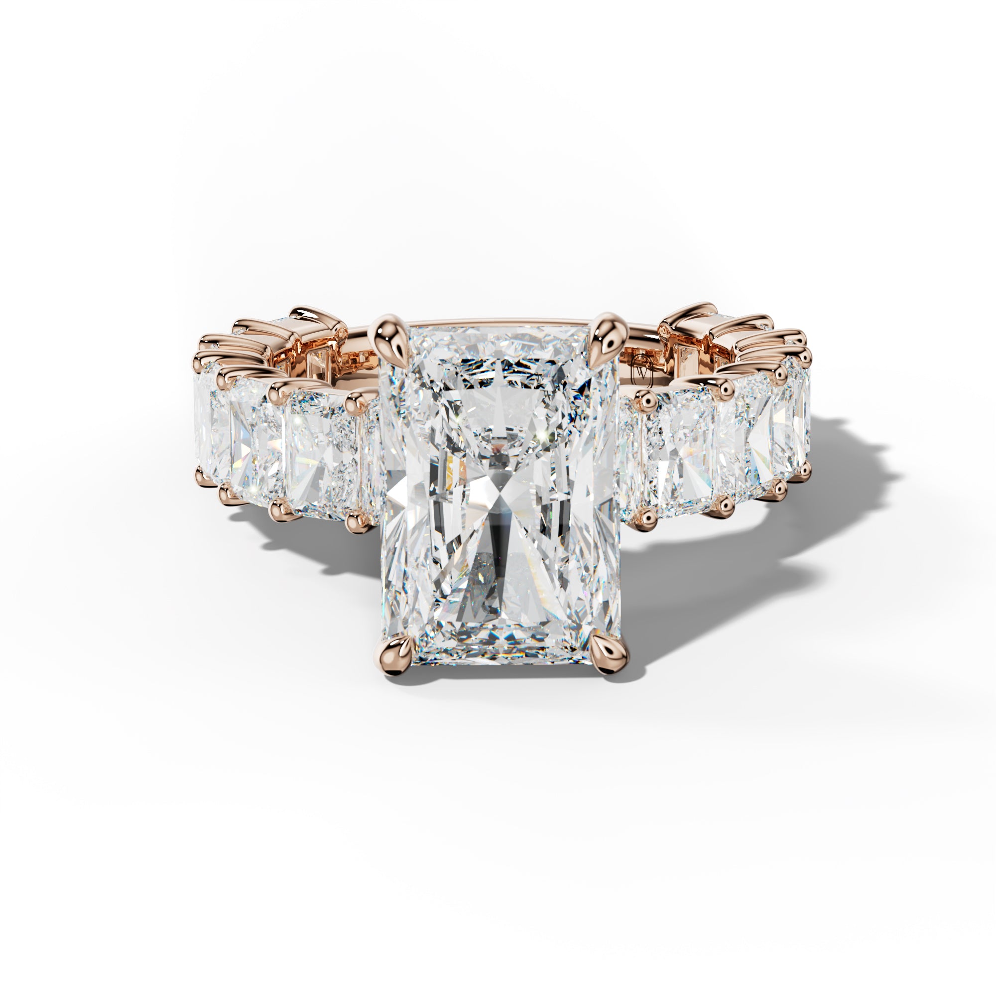 Adelina Radiant Diamond Engagement Ring With Radiant Side Stones