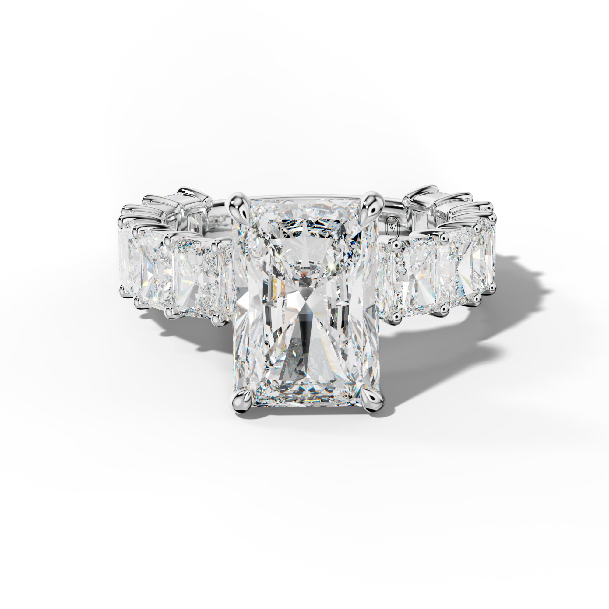 Adelina Radiant Diamond Engagement Ring With Radiant Side Stones