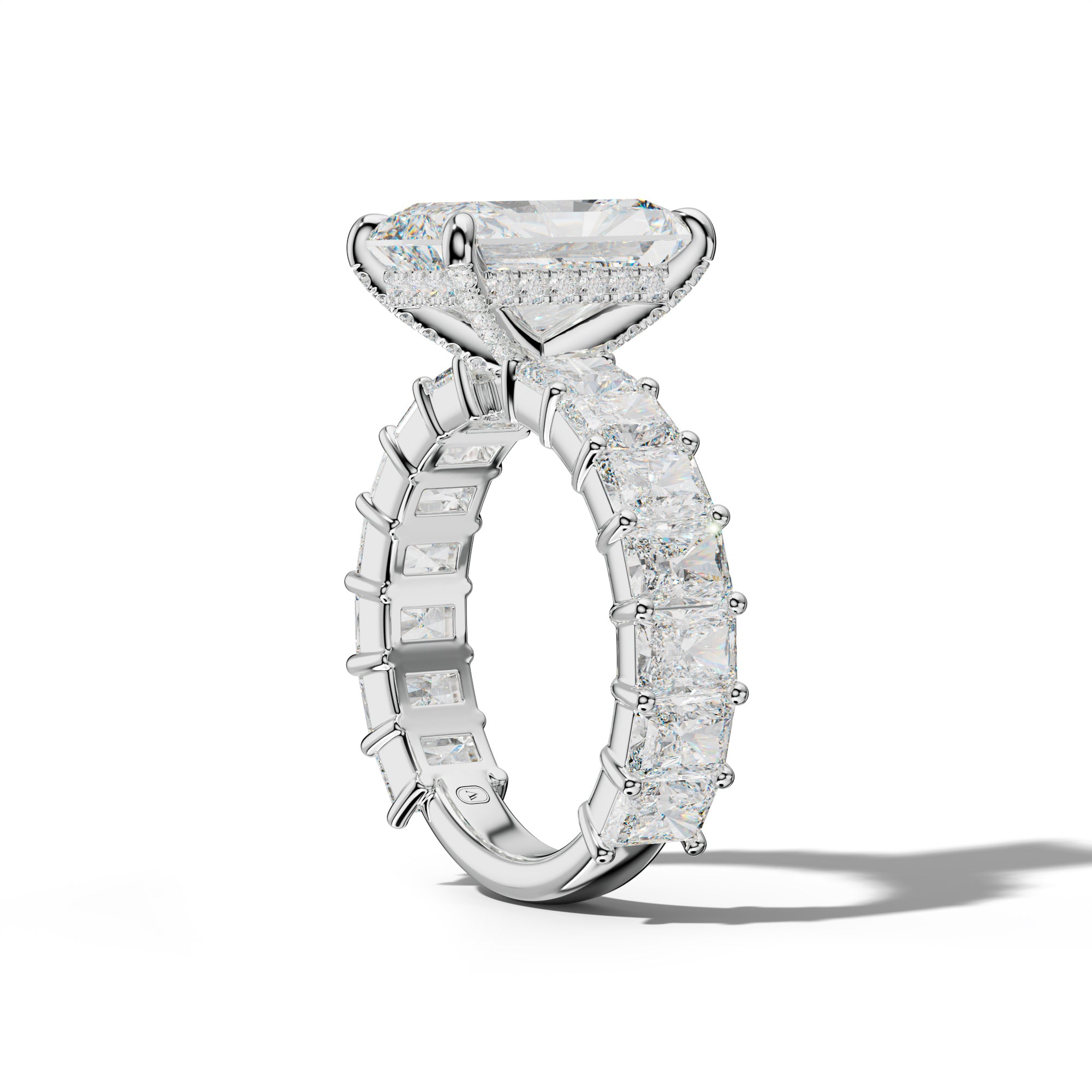 Adelina Radiant Diamond Engagement Ring With Radiant Side Stones