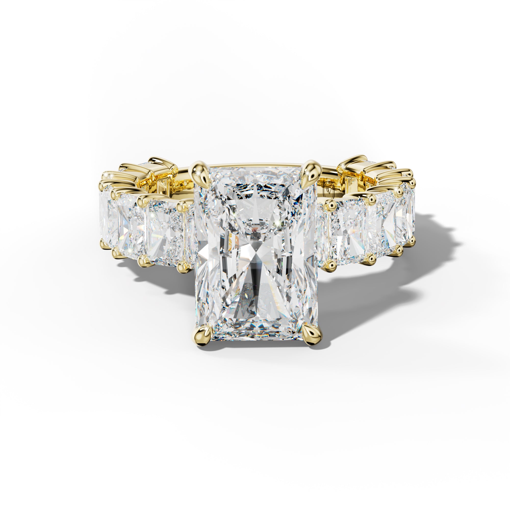 Adelina Radiant Diamond Engagement Ring With Radiant Side Stones