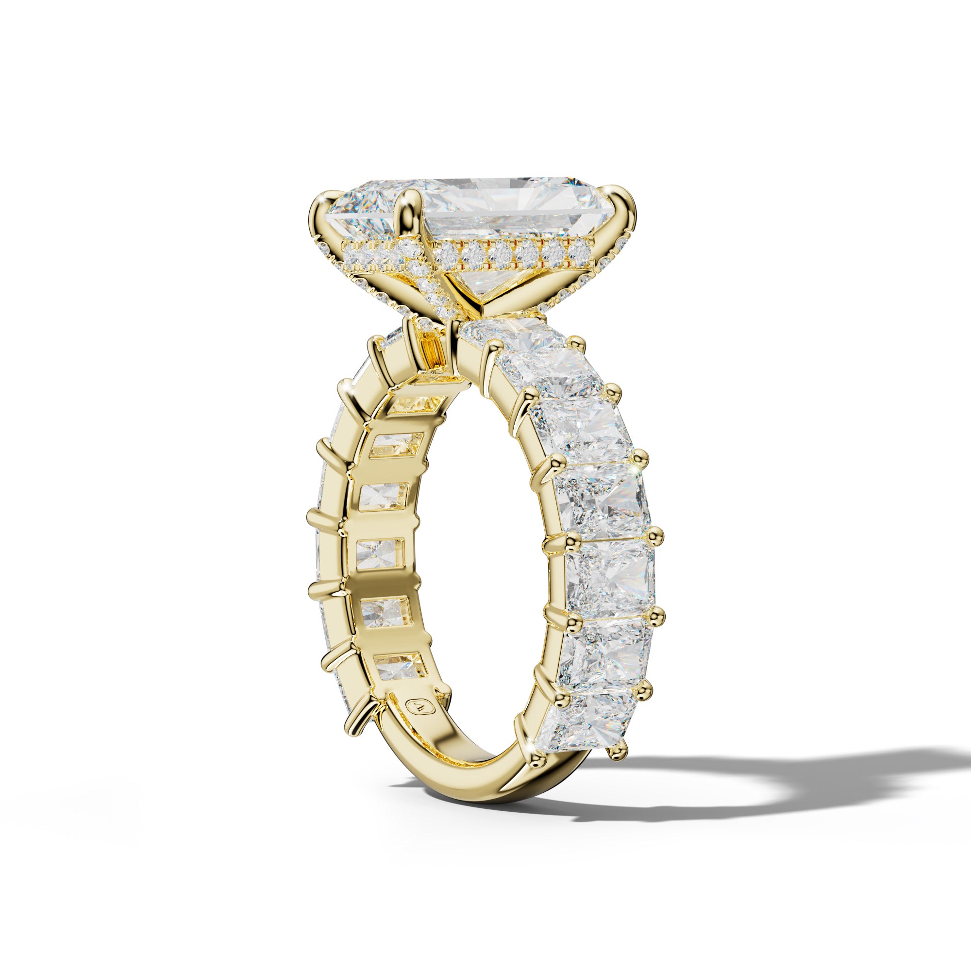 Adelina Radiant Diamond Engagement Ring With Radiant Side Stones