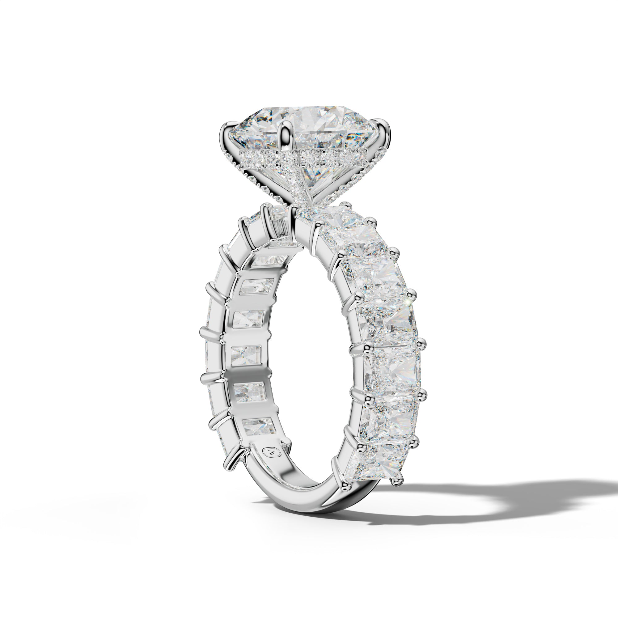 Adelina Round Diamond Engagement Ring With Radiant Side Stones