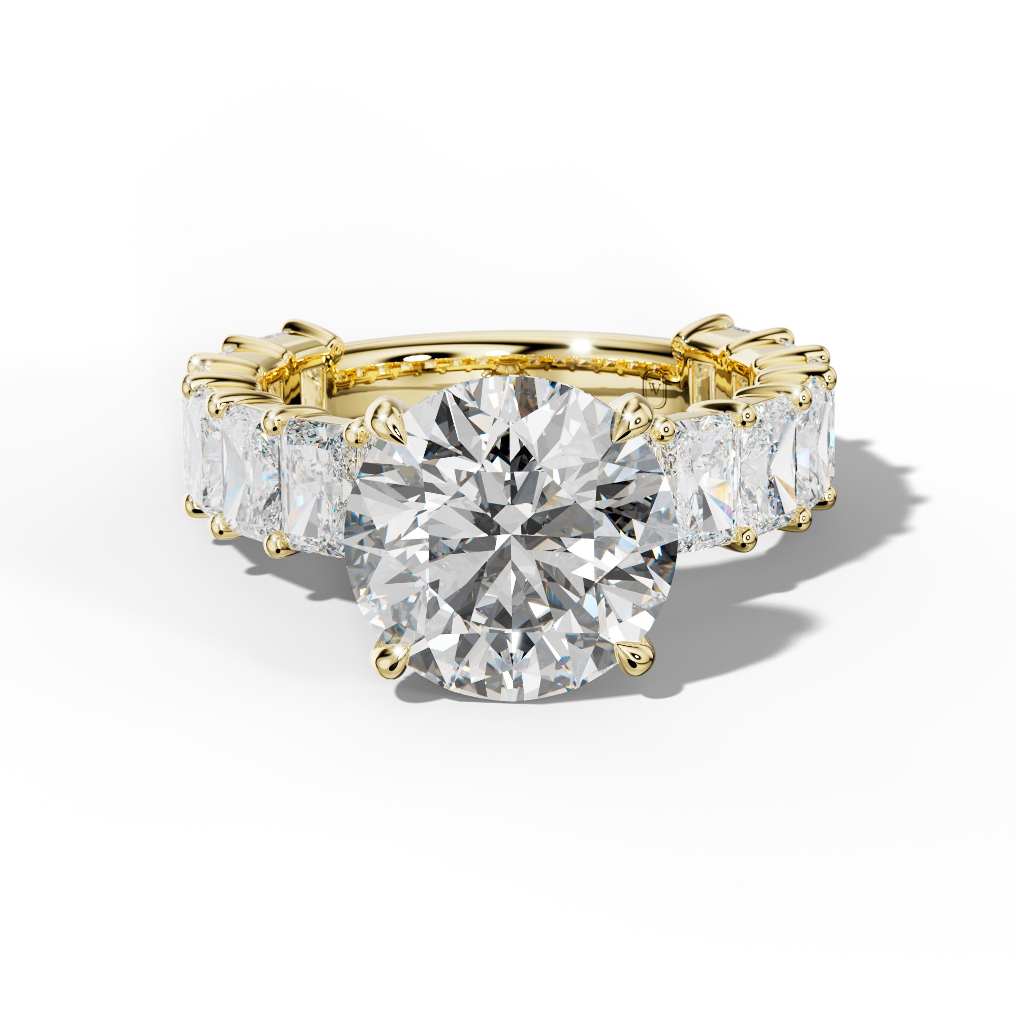 Adelina Round Diamond Engagement Ring With Radiant Side Stones