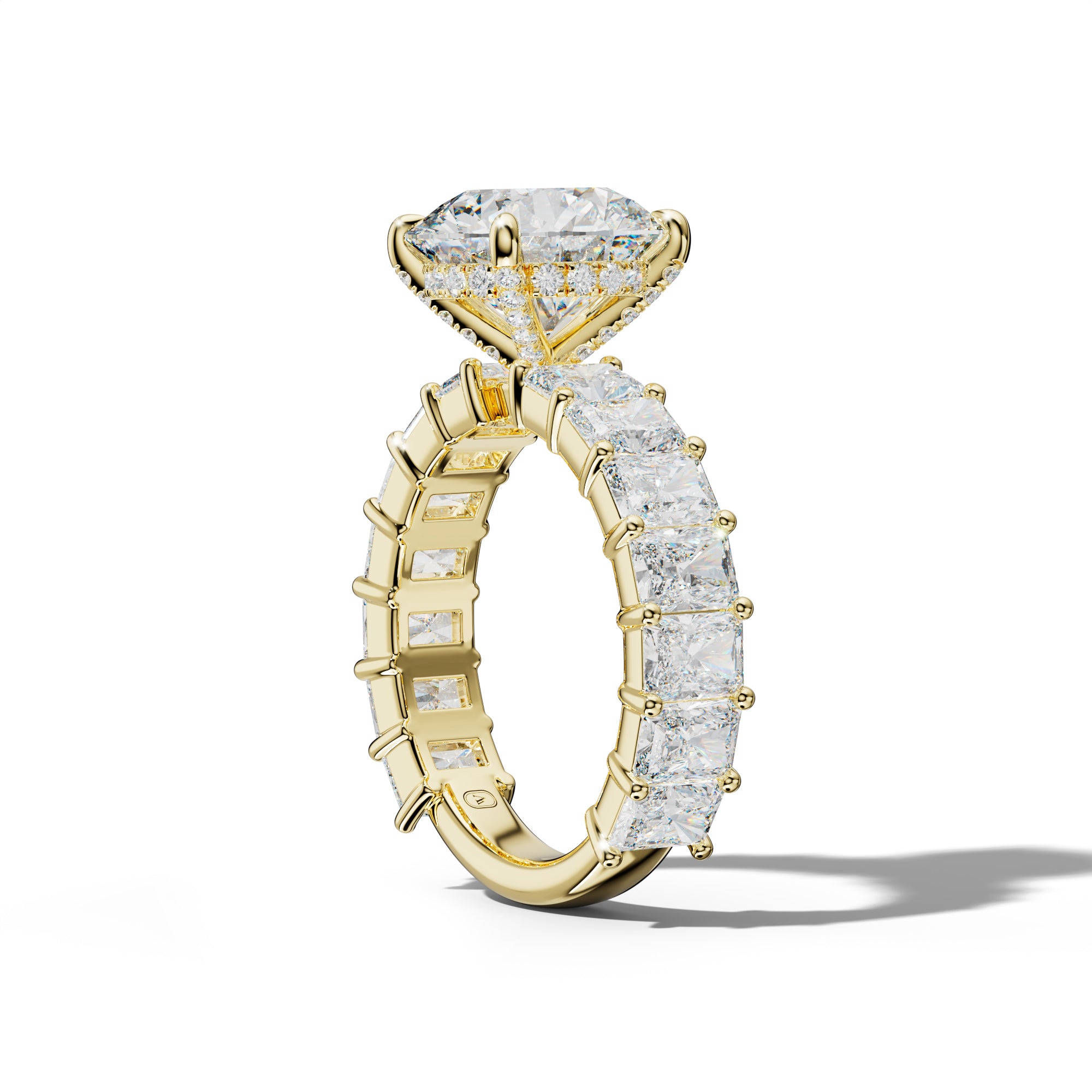 Adelina Round Diamond Engagement Ring With Radiant Side Stones