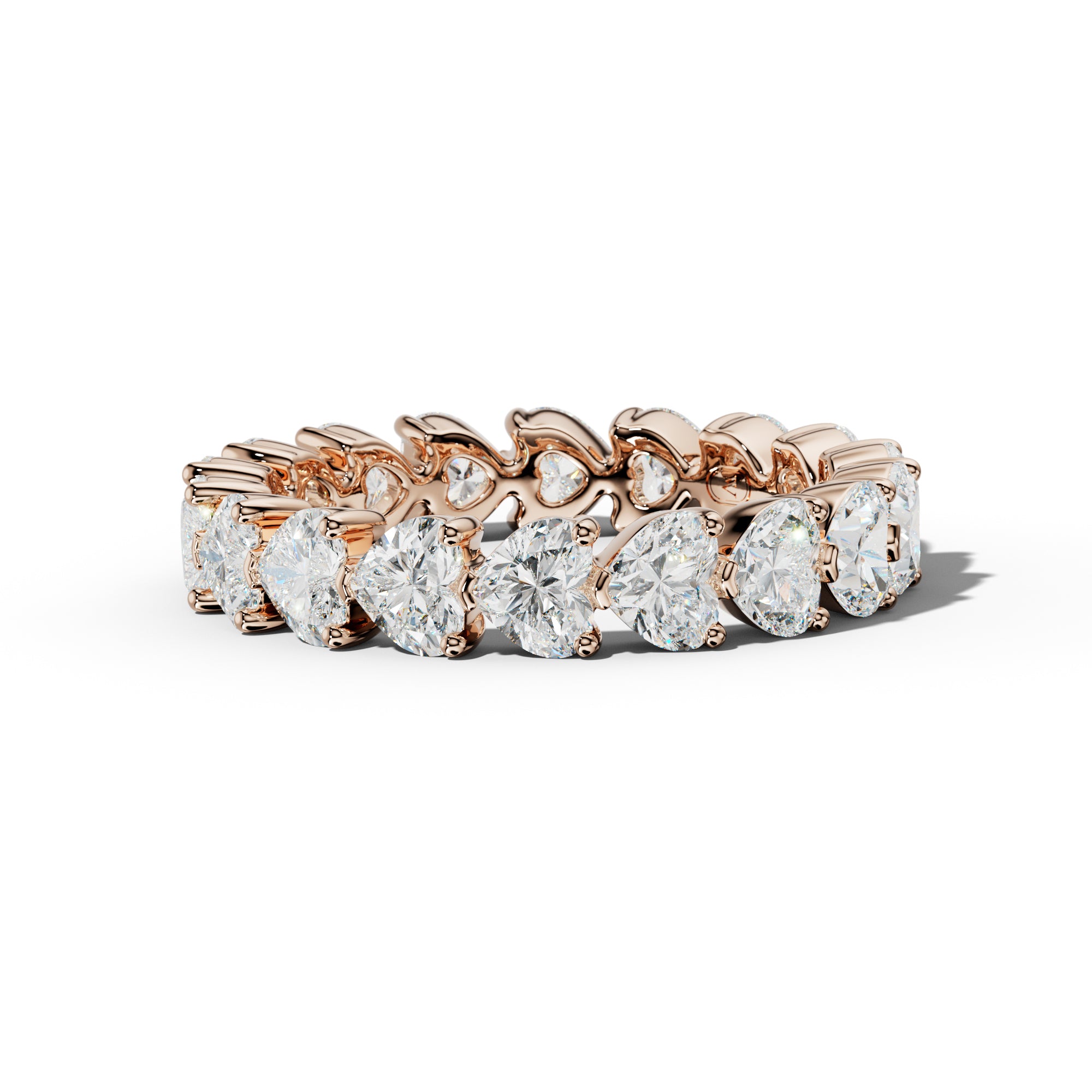 4.0 Carat East West Heart Diamond Eternity Band Shared Prong  Low-Set Design