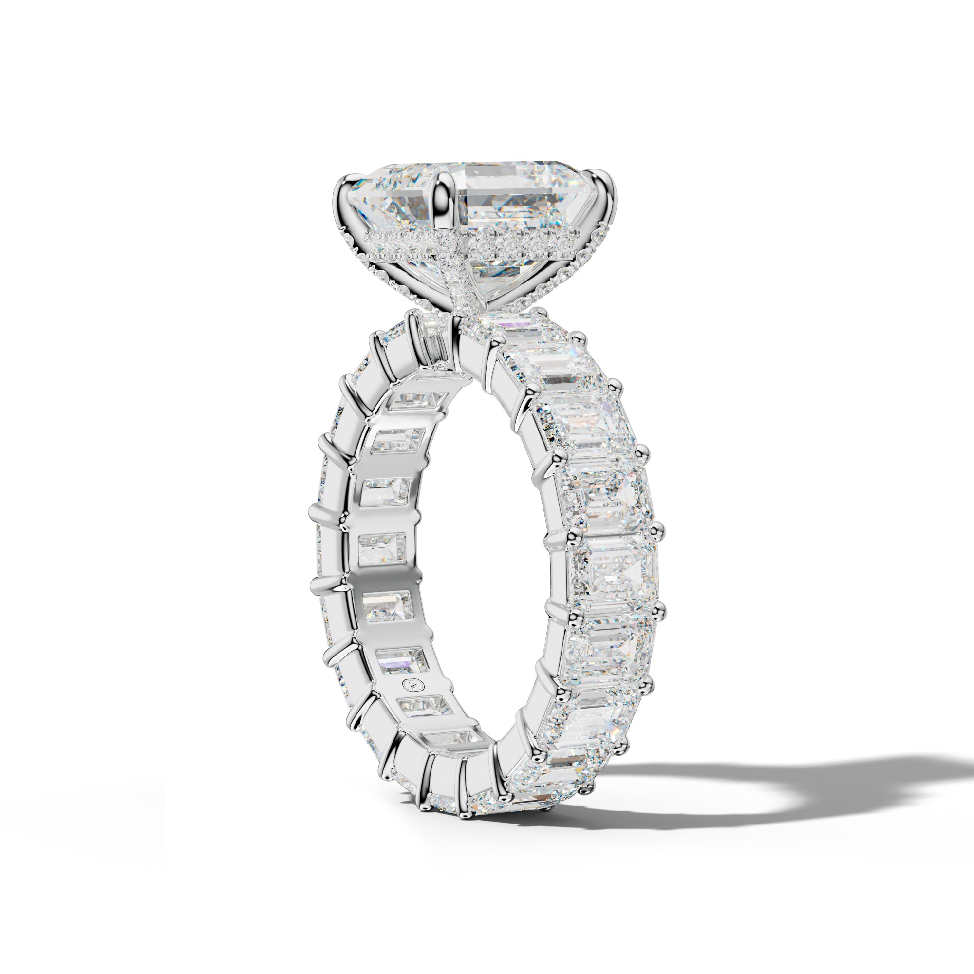 Willow Asscher Diamond Engagement Ring With Emerald Cut Side Stones