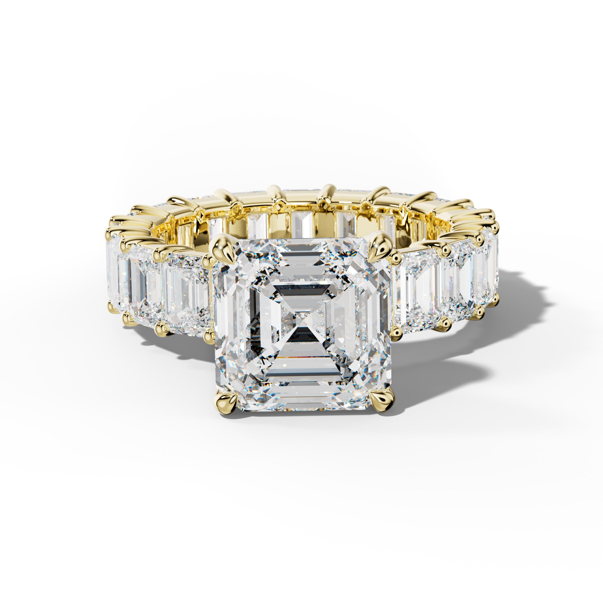 Willow Asscher Diamond Engagement Ring With Emerald Cut Side Stones