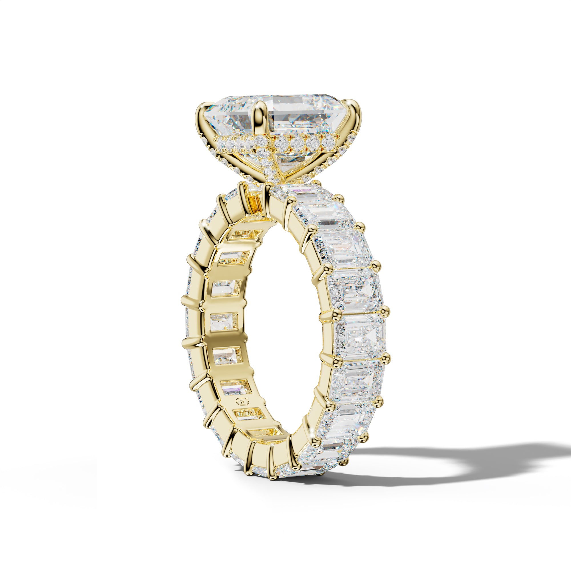 Willow Asscher Diamond Engagement Ring With Emerald Cut Side Stones
