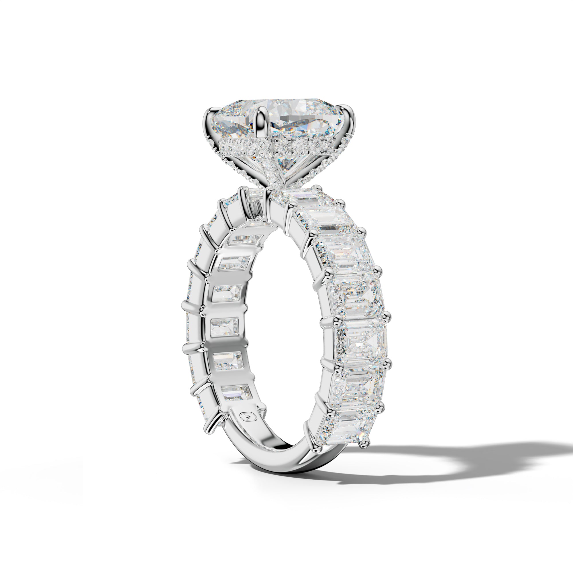Keira Cushion Diamond Engagement Ring With Emerald Cut Side Stones