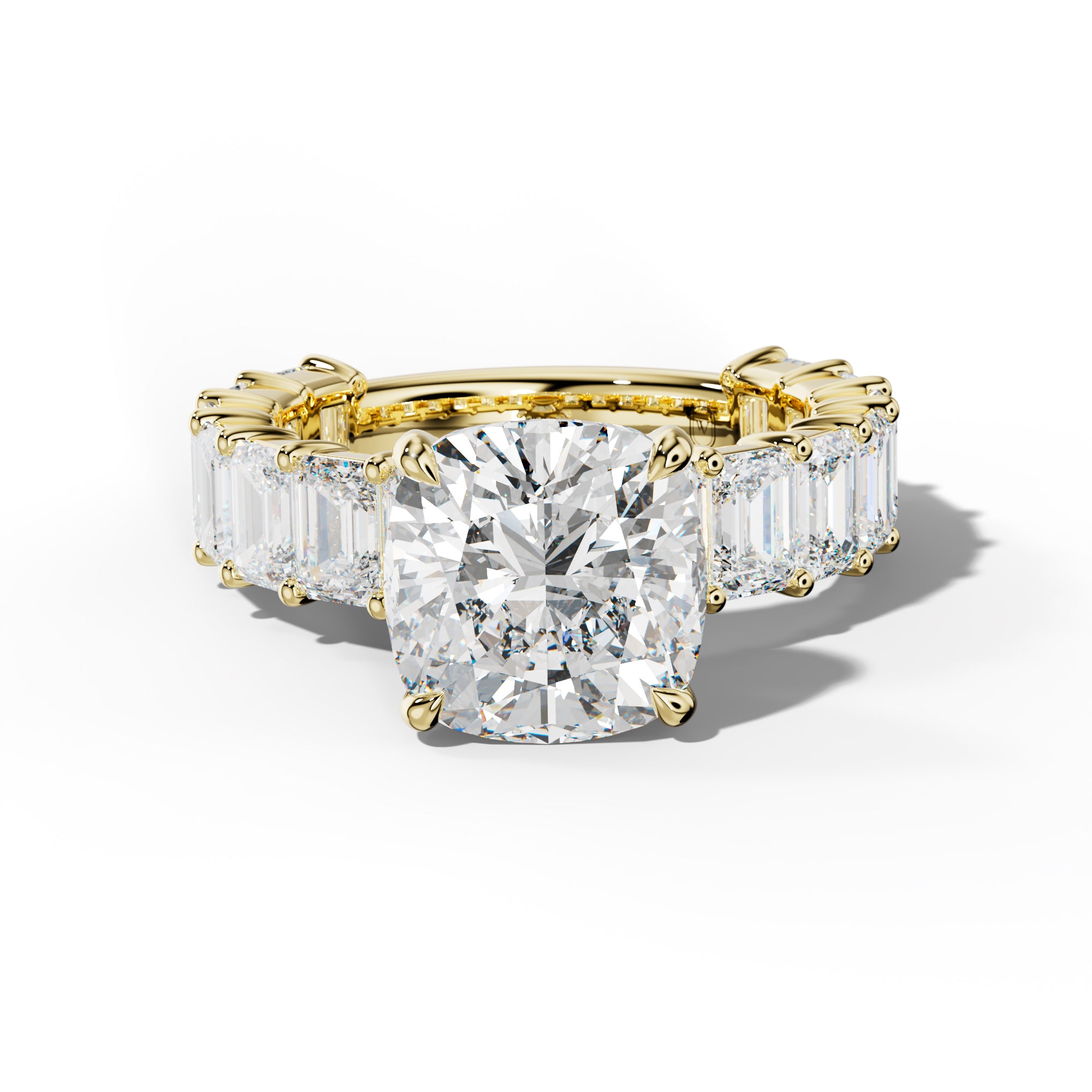 Keira Cushion Diamond Engagement Ring With Emerald Cut Side Stones