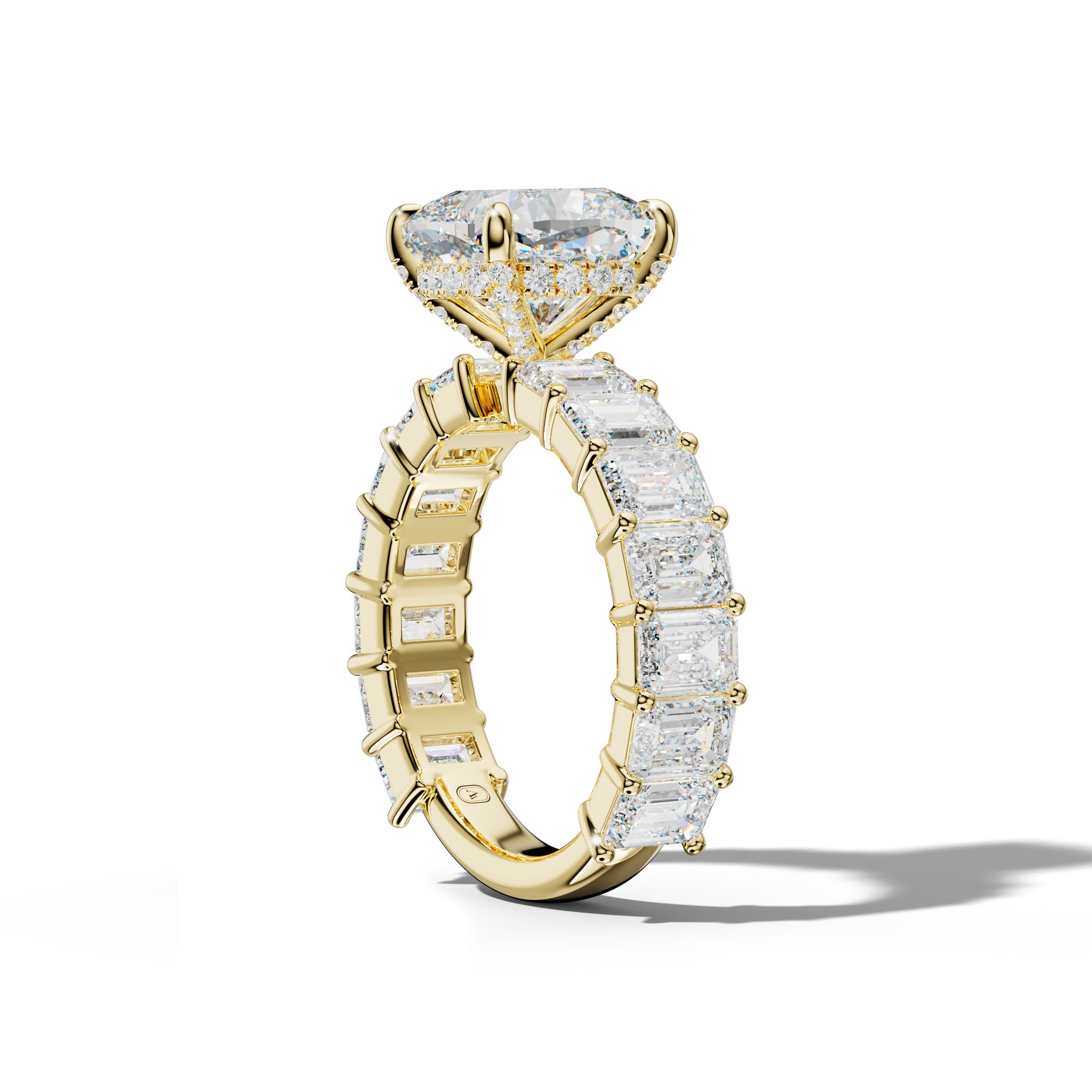Keira Cushion Diamond Engagement Ring With Emerald Cut Side Stones