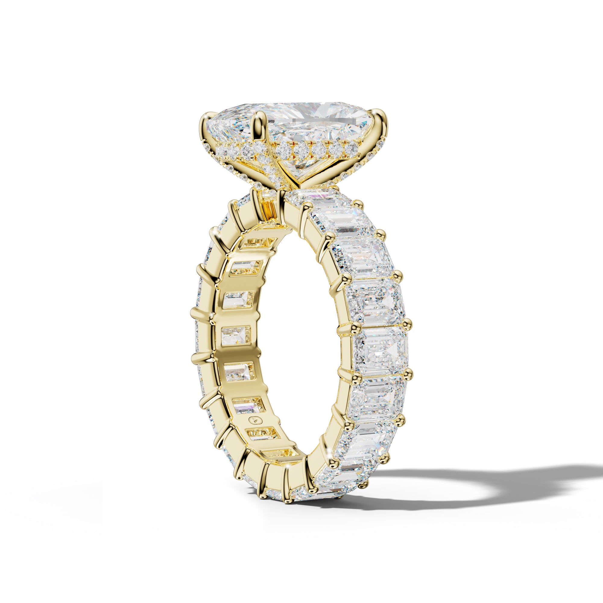 Willow Elongated Cushion Diamond Engagement Ring With Emerald Cut Side Stones