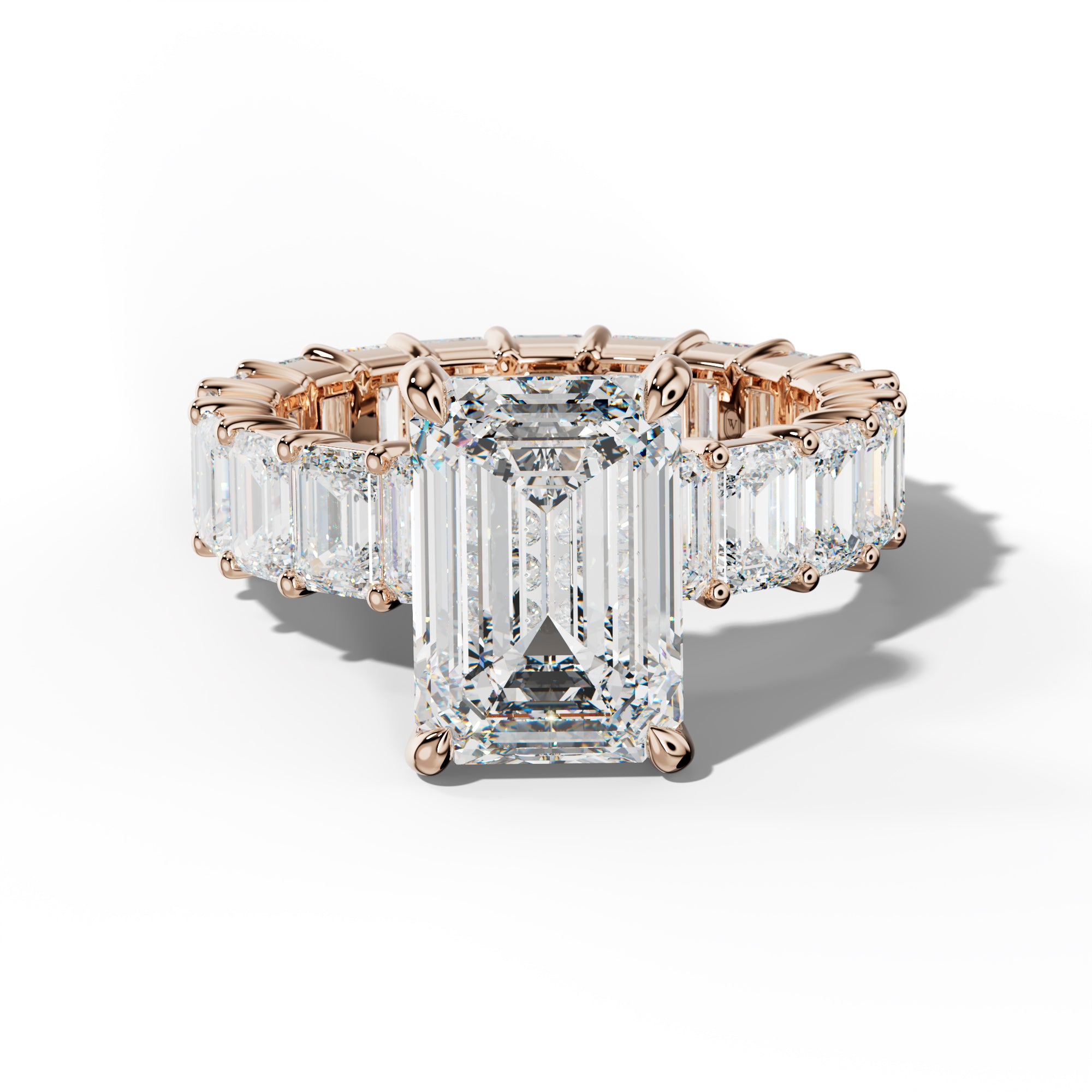 Willow Emerald Cut Diamond Engagement Ring With Emerald Cut Side Stones