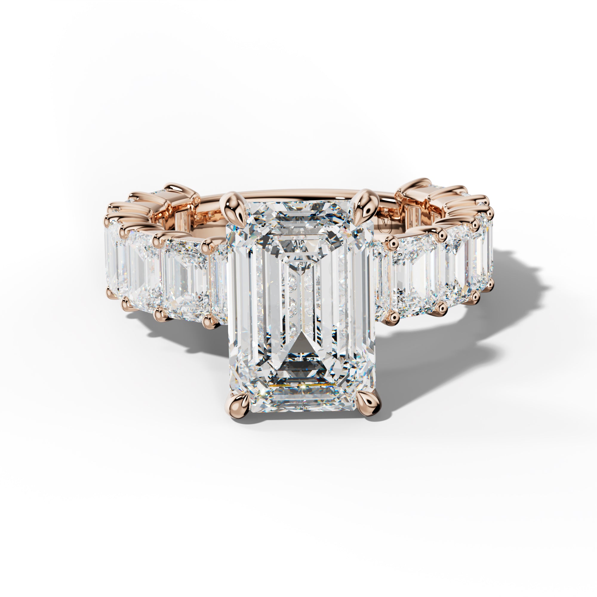 Keira Emerald Cut Diamond Engagement Ring With Emerald Cut Side Stones