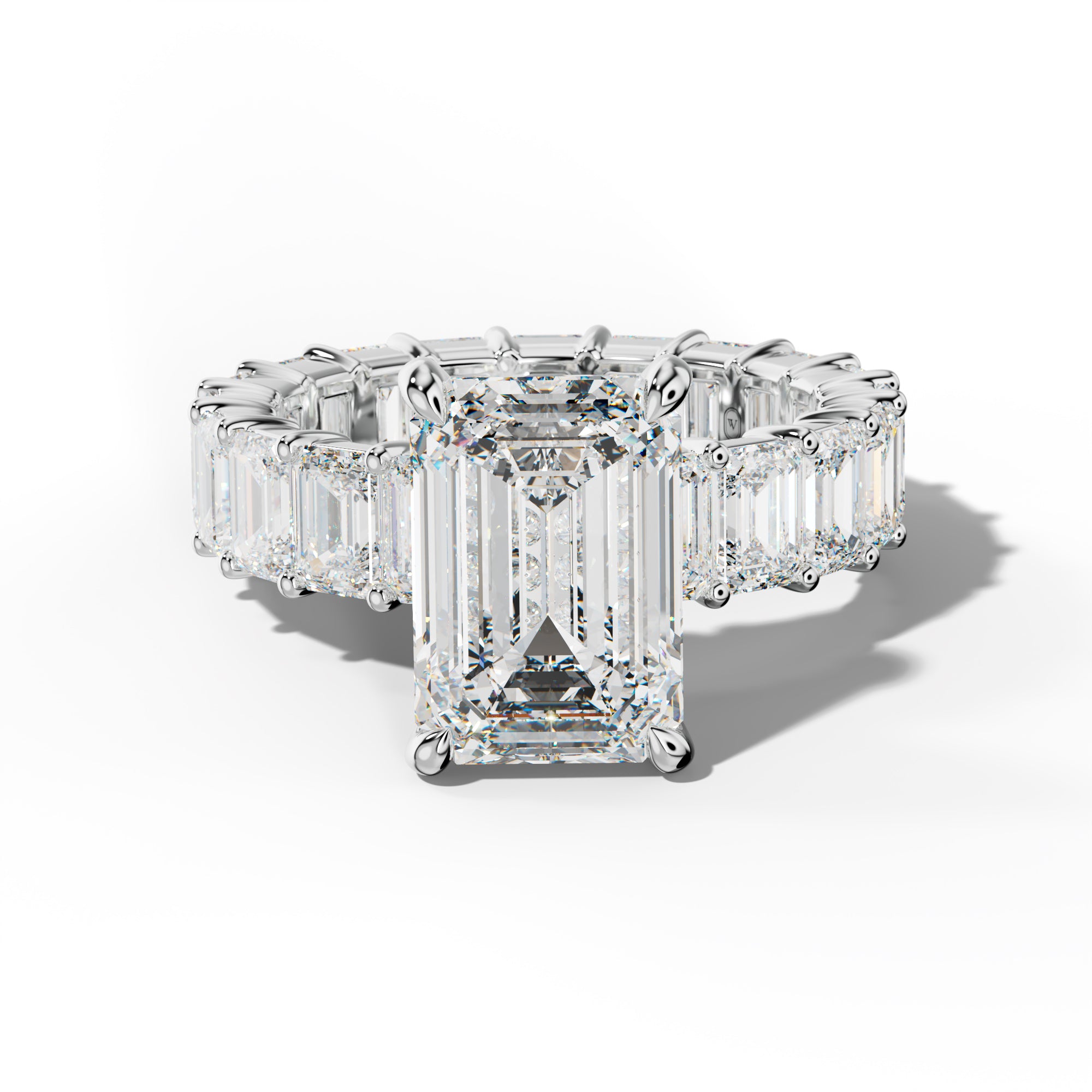 Willow Emerald Cut Diamond Engagement Ring With Emerald Cut Side Stones