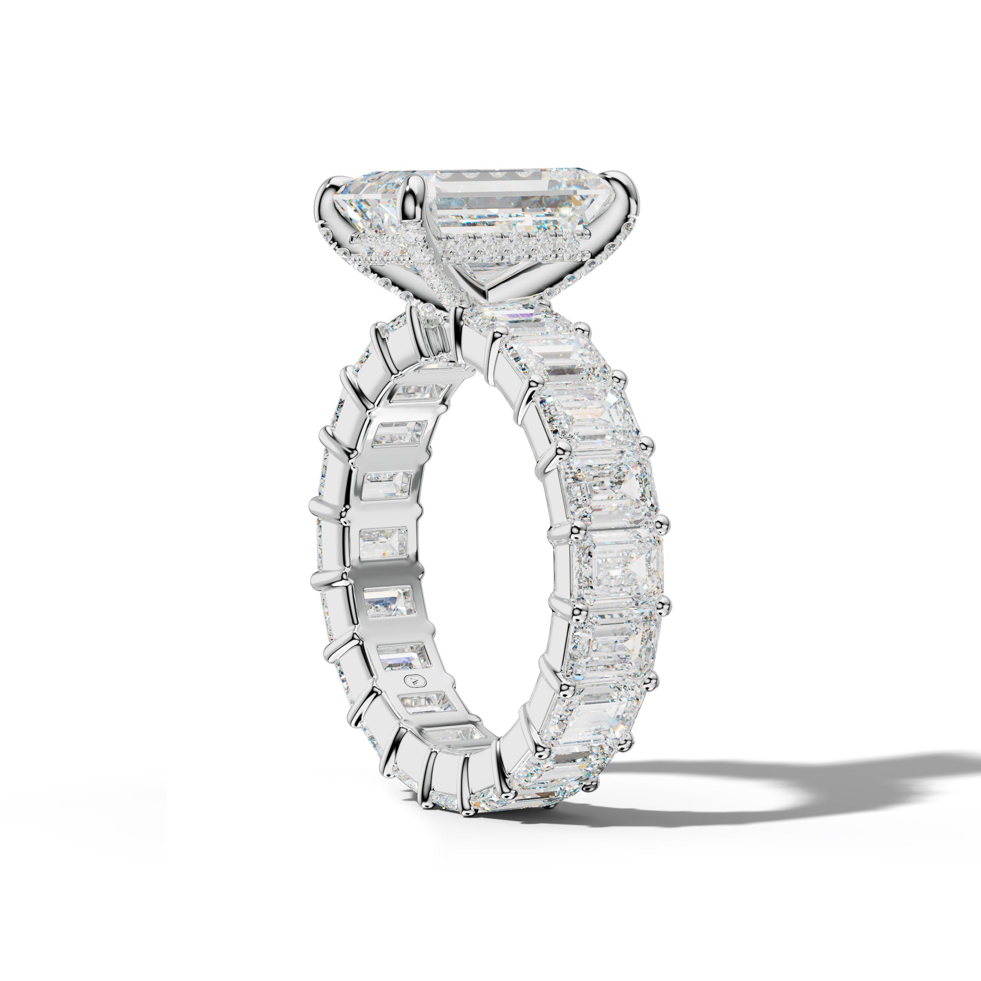 Willow Emerald Cut Diamond Engagement Ring With Emerald Cut Side Stones