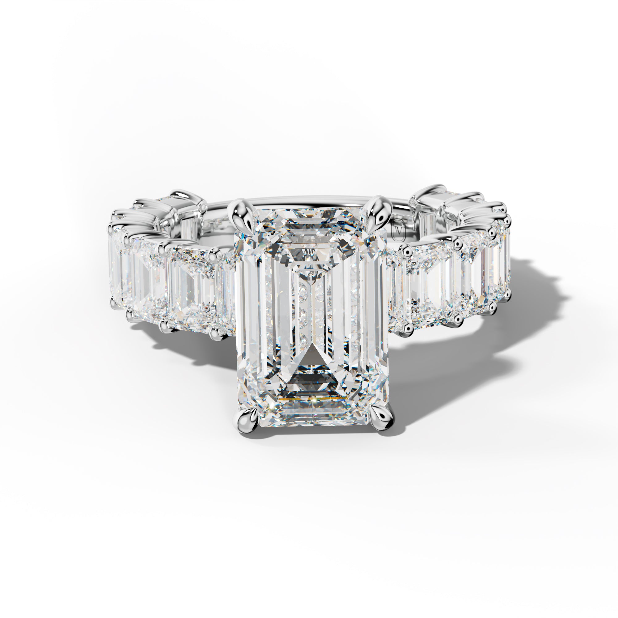 Keira Emerald Cut Diamond Engagement Ring With Emerald Cut Side Stones