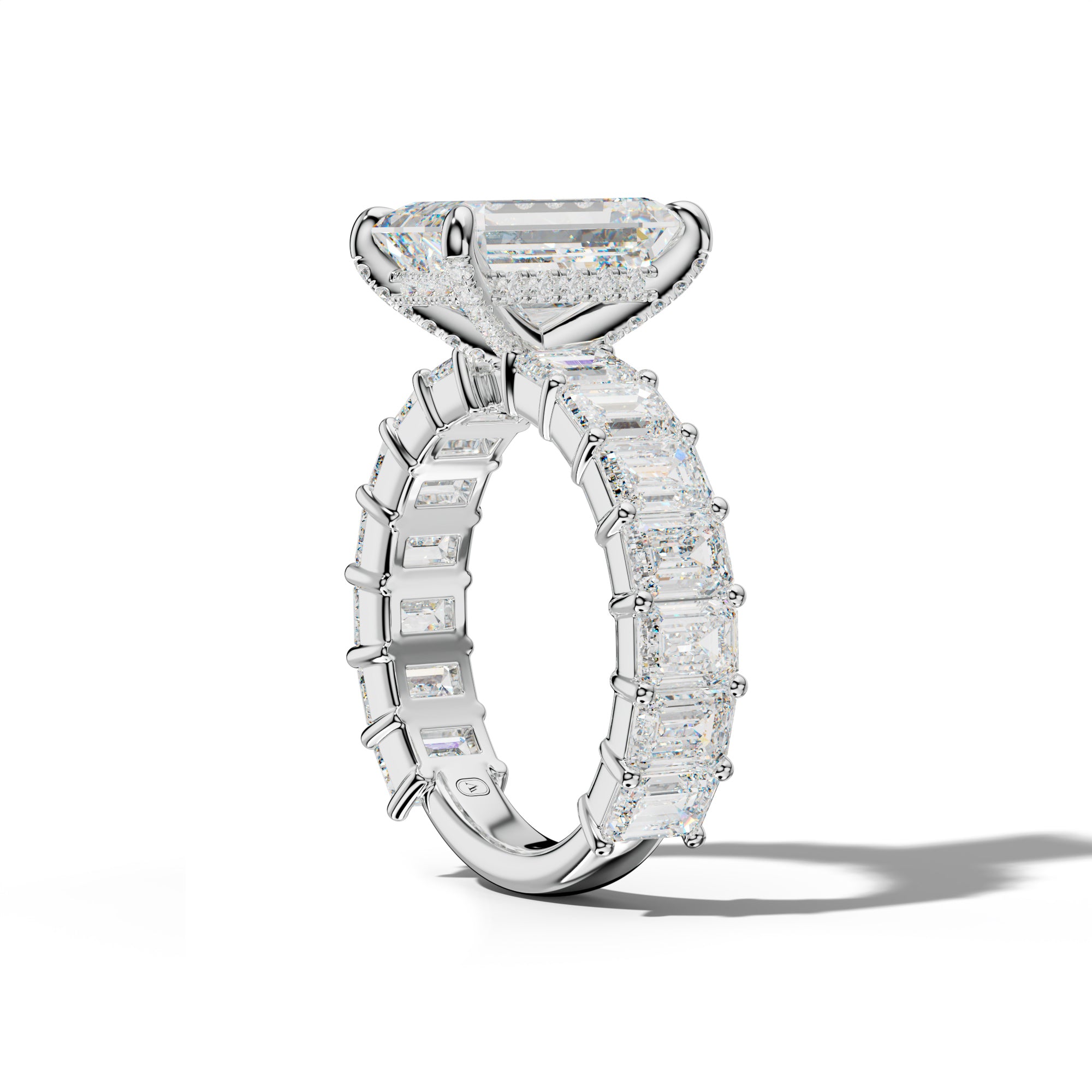 Keira Emerald Cut Diamond Engagement Ring With Emerald Cut Side Stones