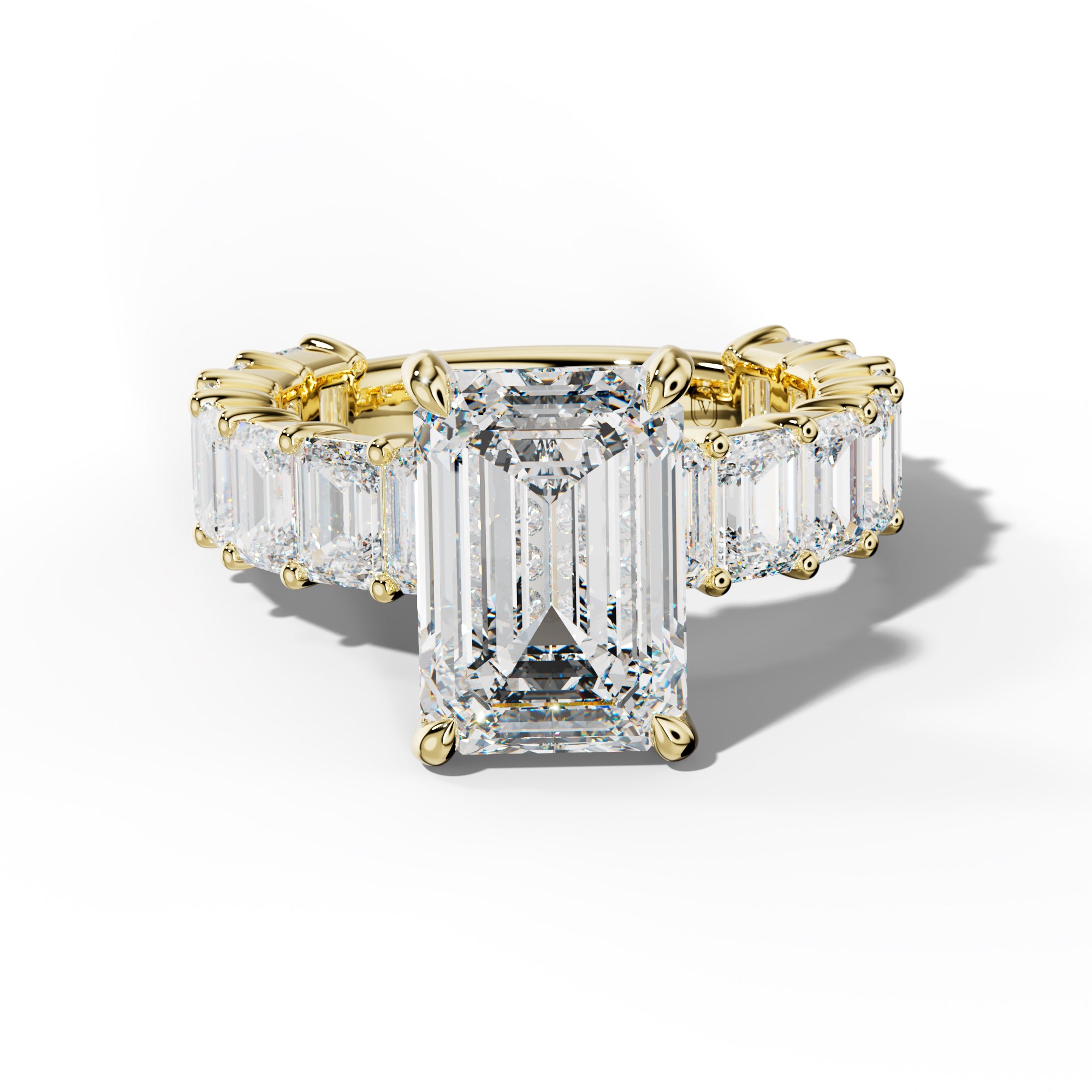 Keira Emerald Cut Diamond Engagement Ring With Emerald Cut Side Stones