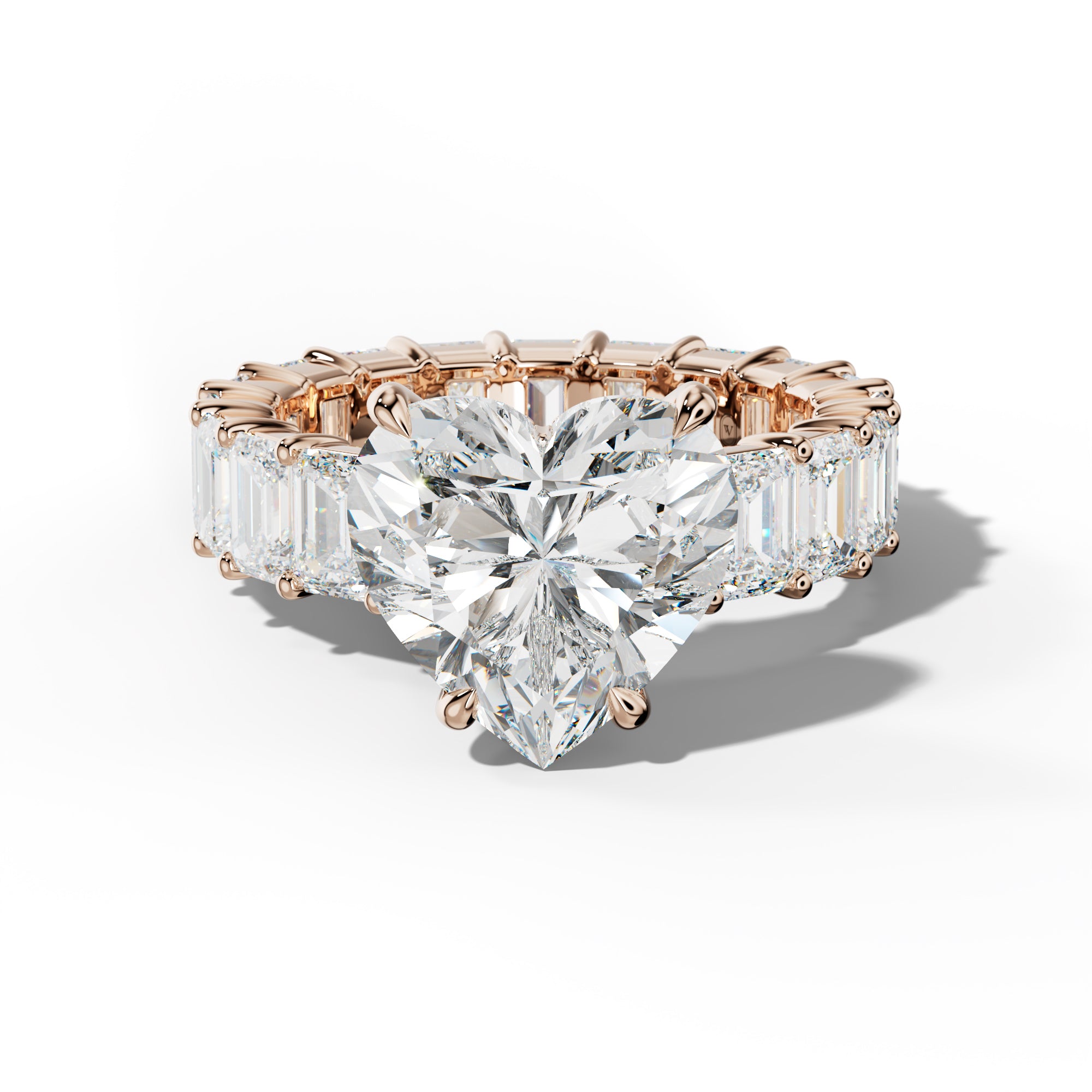 Willow Heart Diamond Engagement Ring With Emerald Cut Side Stones