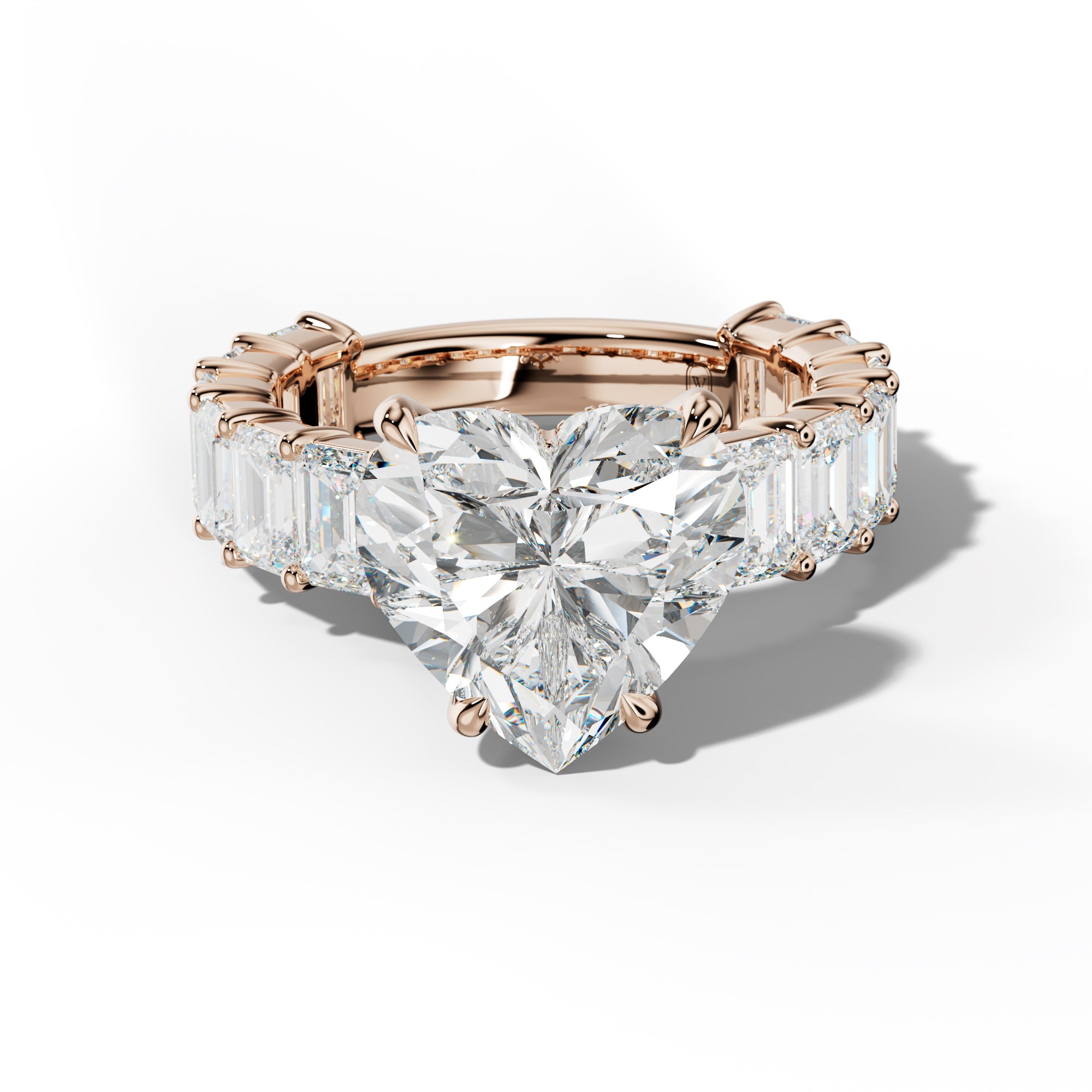 Keira Heart Diamond Engagement Ring With Emerald Cut Side Stones