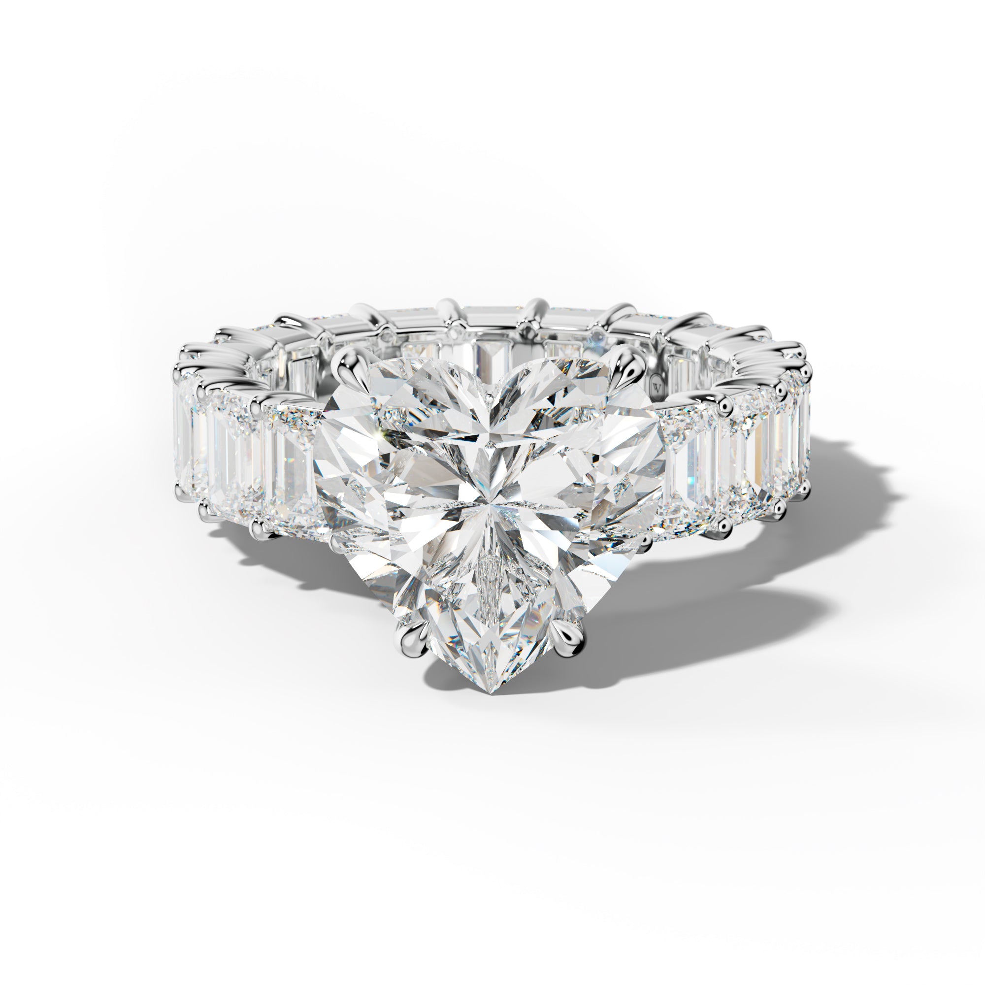 Willow Heart Diamond Engagement Ring With Emerald Cut Side Stones