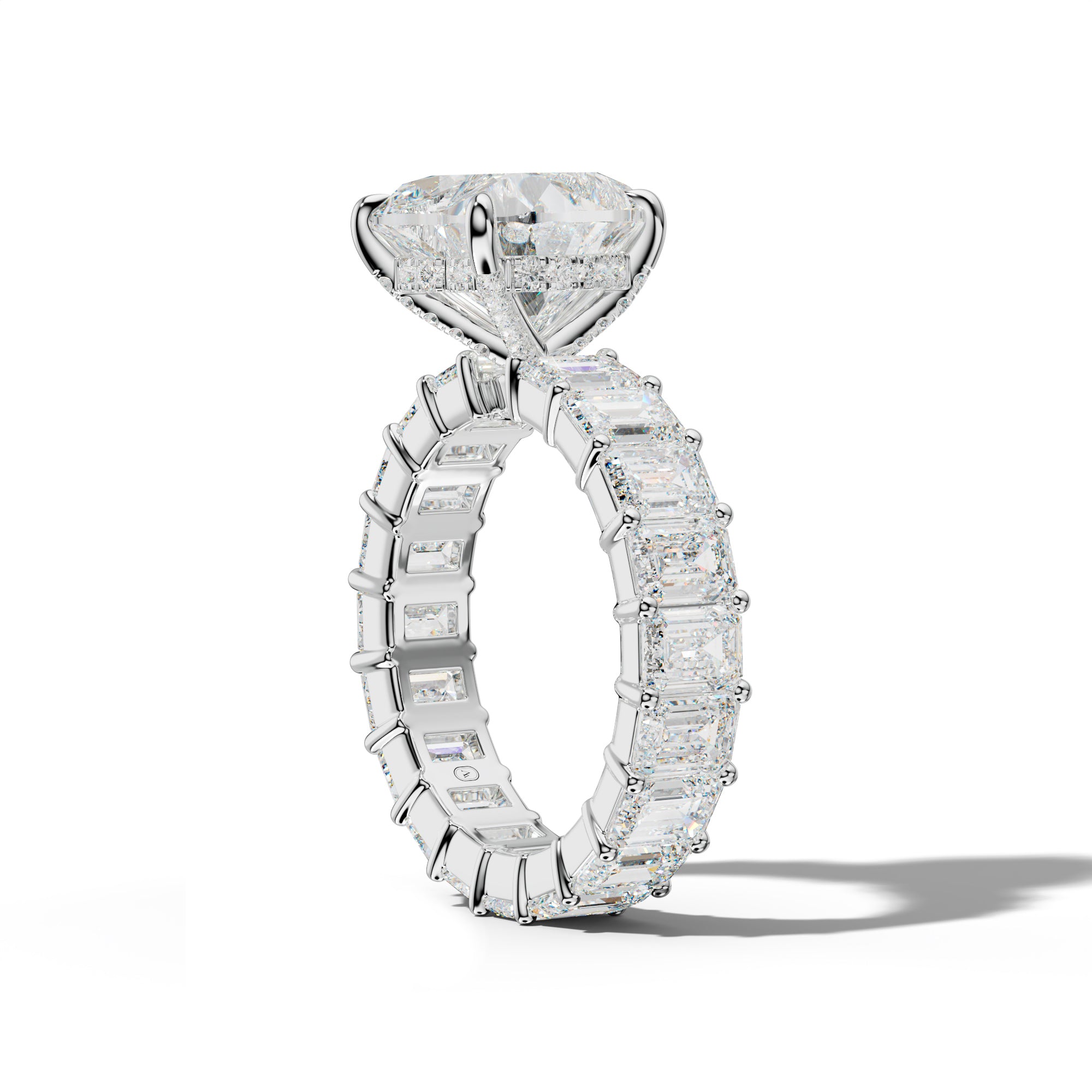 Willow Heart Diamond Engagement Ring With Emerald Cut Side Stones