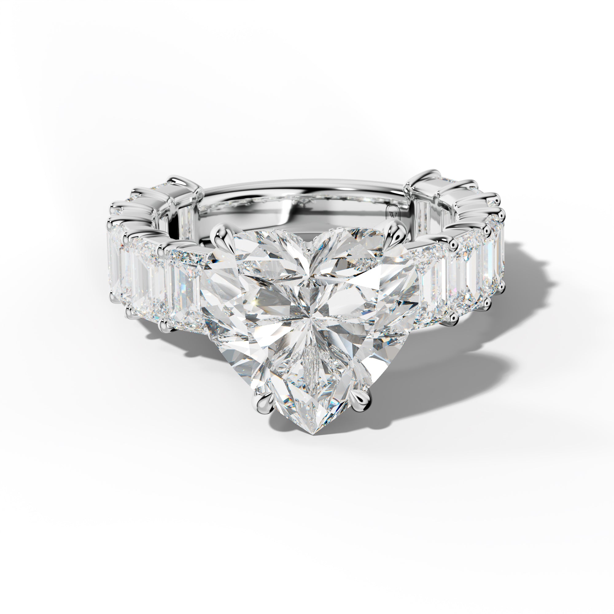 Keira Heart Diamond Engagement Ring With Emerald Cut Side Stones