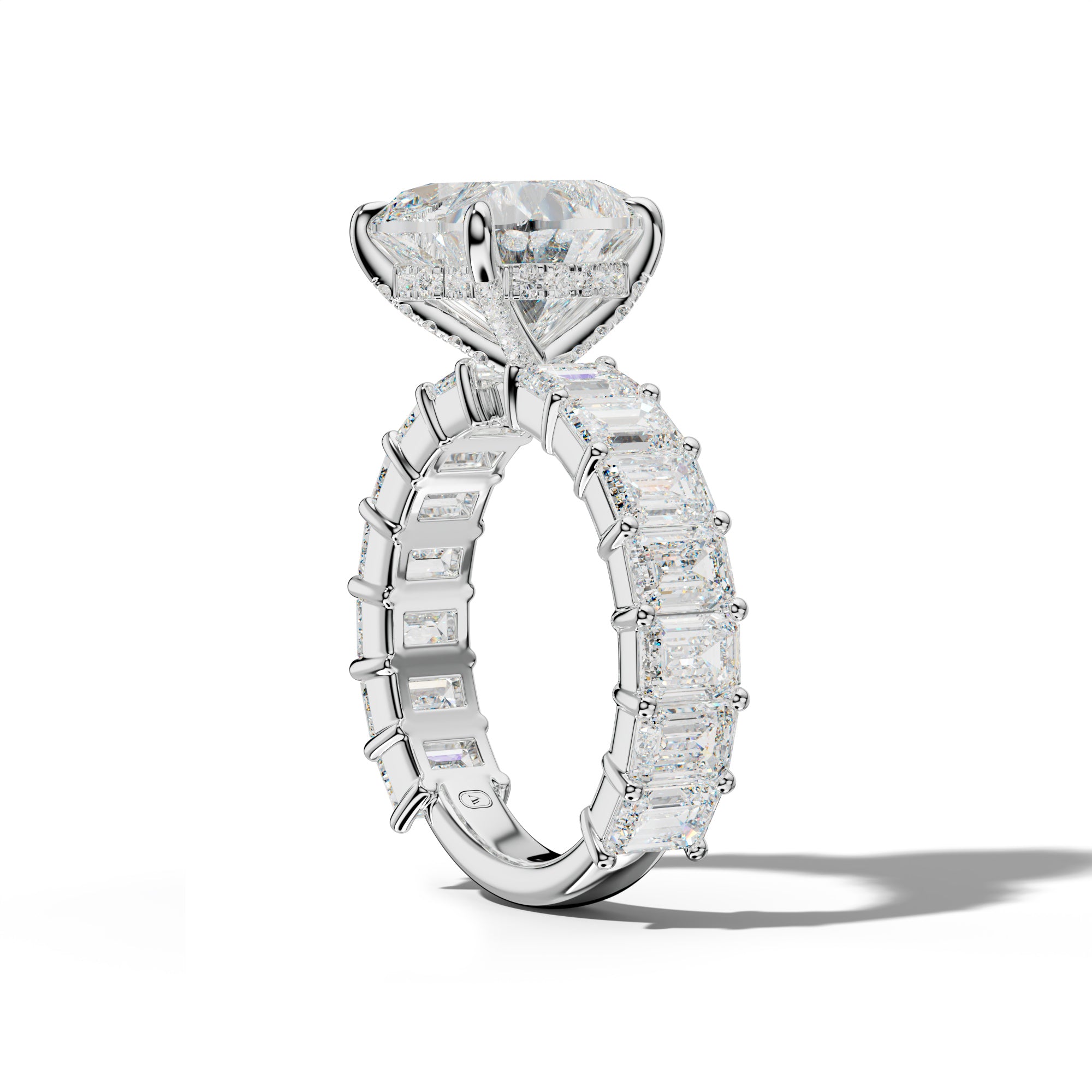 Keira Heart Diamond Engagement Ring With Emerald Cut Side Stones