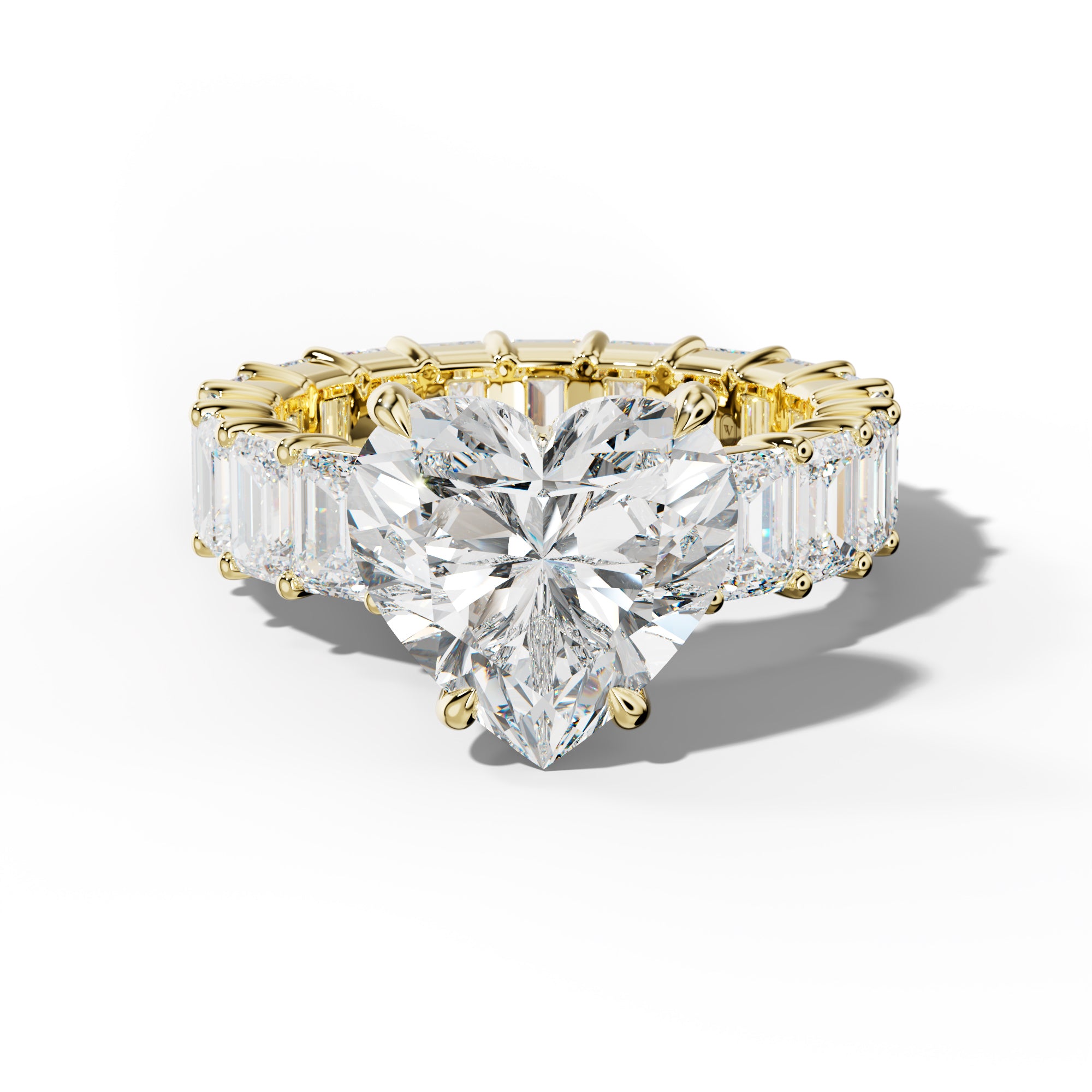 Willow Heart Diamond Engagement Ring With Emerald Cut Side Stones