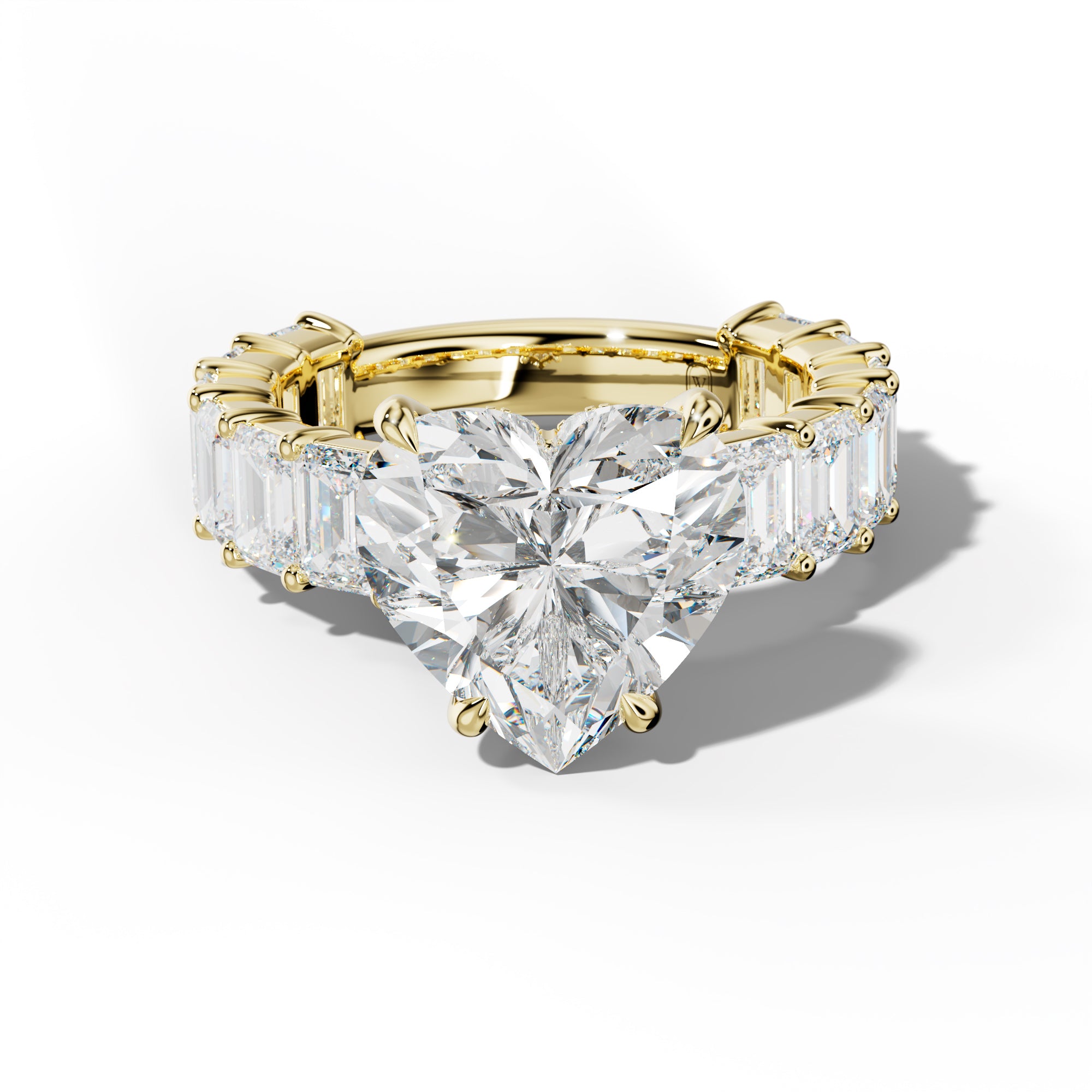 Keira Heart Diamond Engagement Ring With Emerald Cut Side Stones