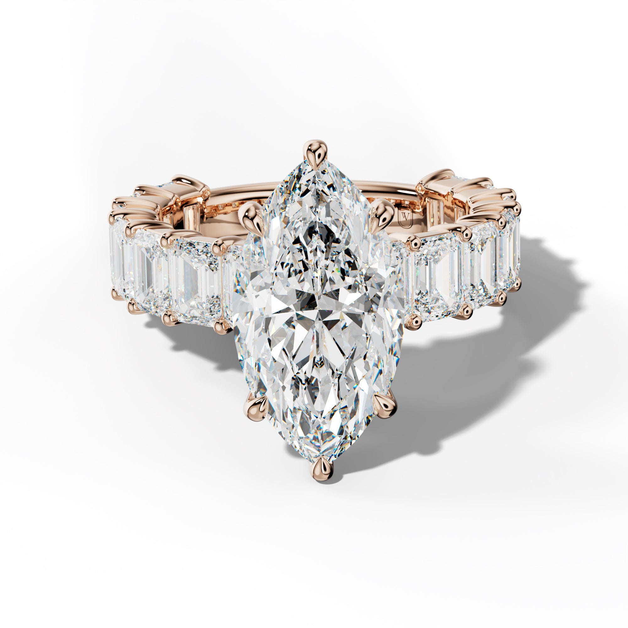 Keira Marquise Diamond Engagement Ring With Emerald Cut Side Stones