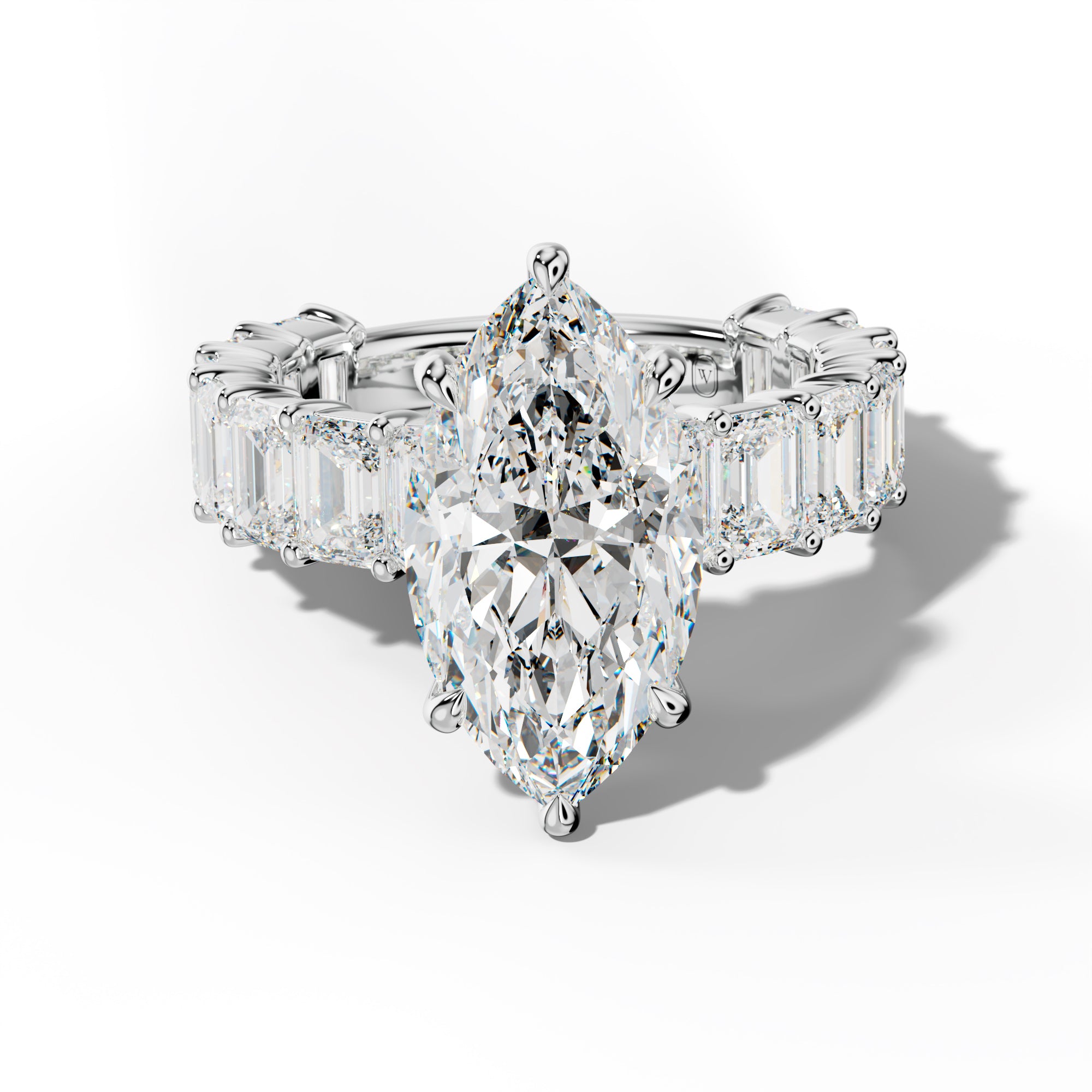 Keira Marquise Diamond Engagement Ring With Emerald Cut Side Stones