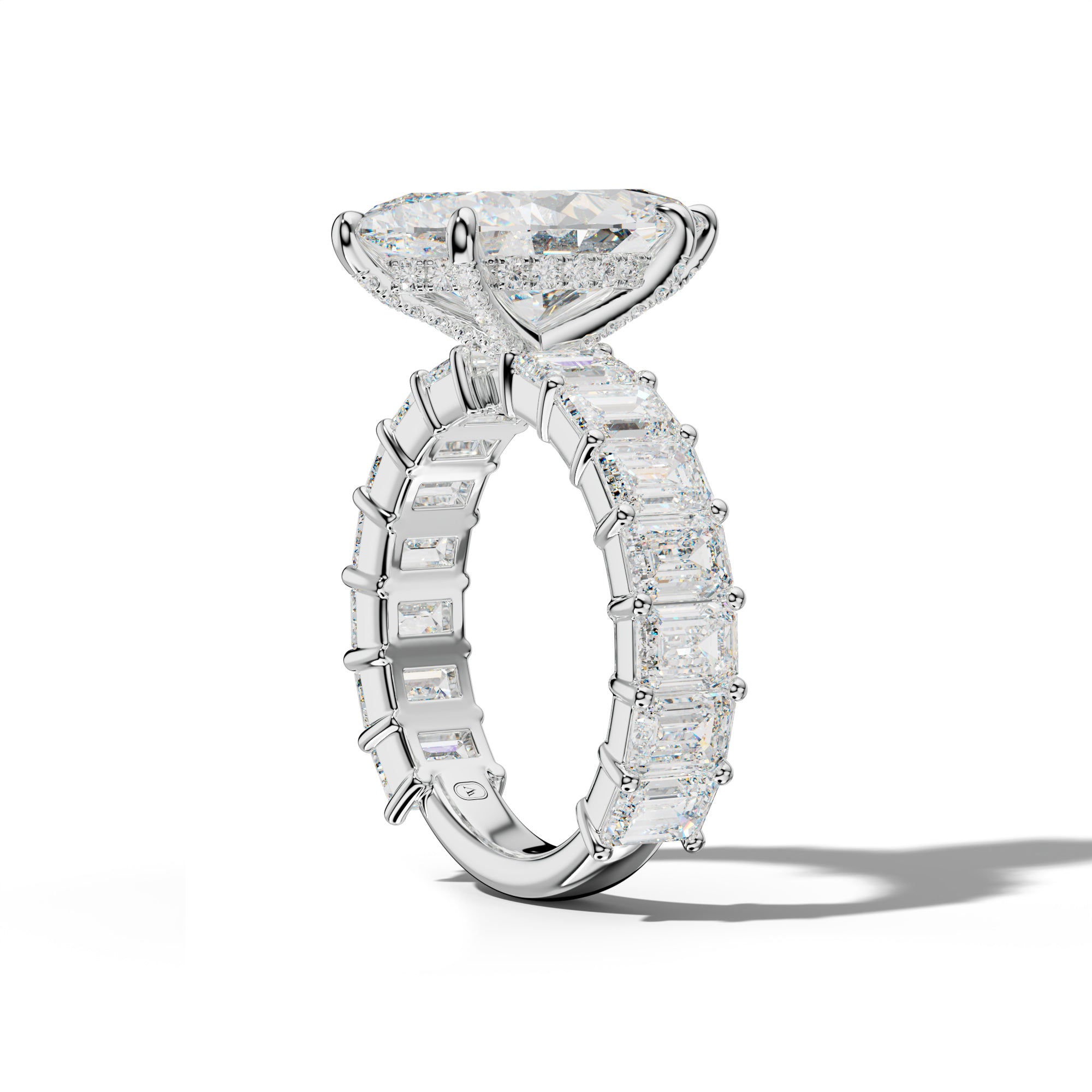 Keira Marquise Diamond Engagement Ring With Emerald Cut Side Stones
