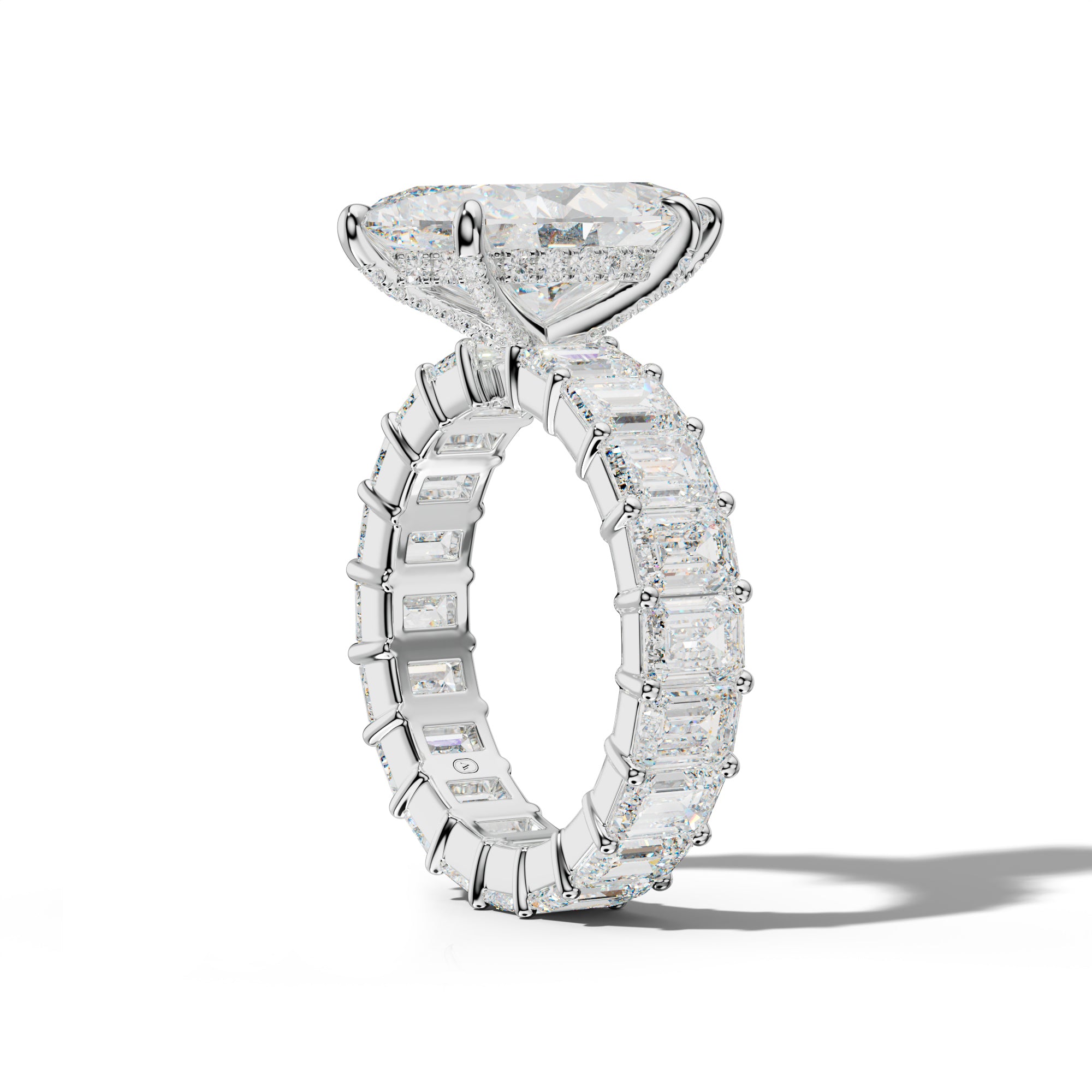 Willow Marquise Diamond Engagement Ring With Emerald Cut Side Stones