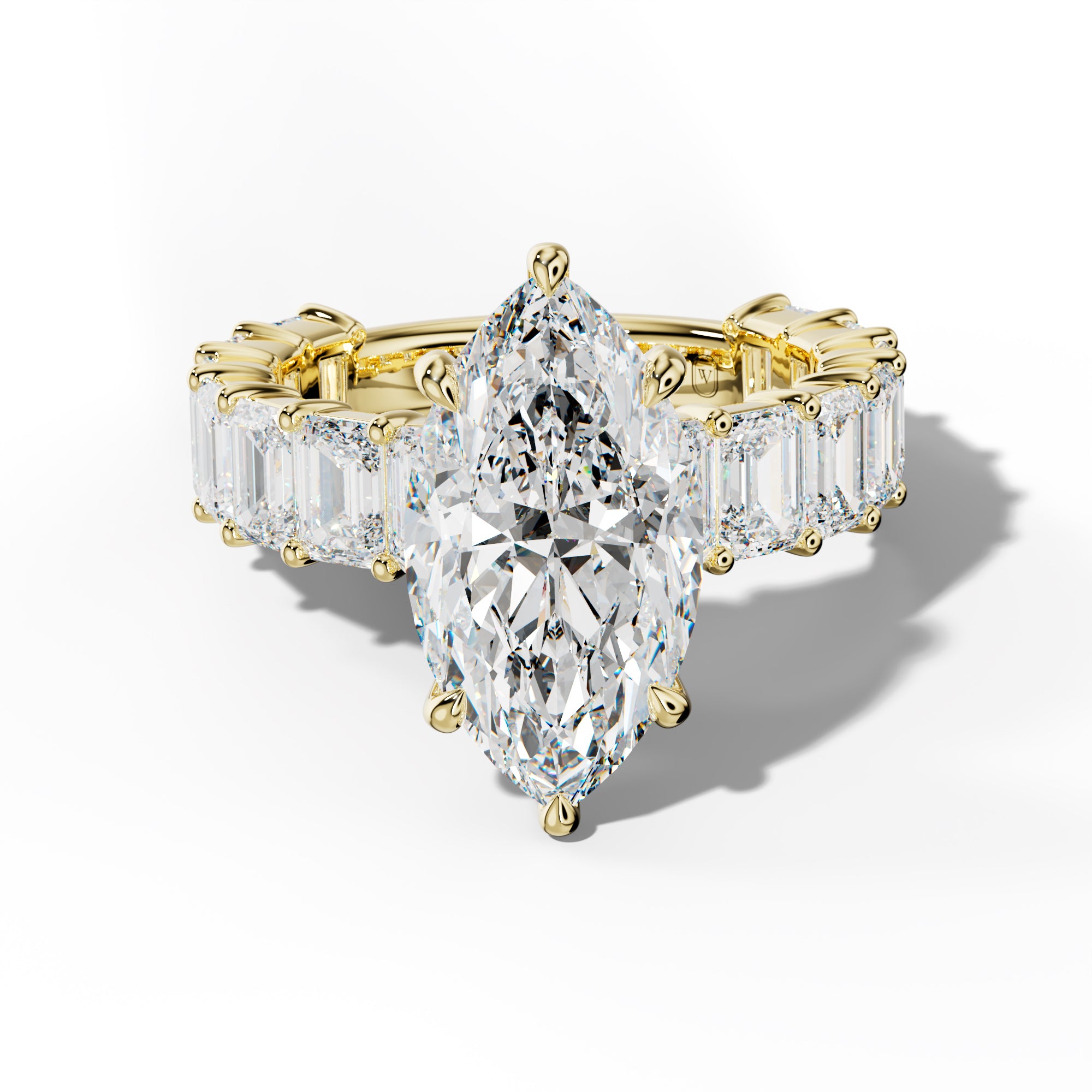 Keira Marquise Diamond Engagement Ring With Emerald Cut Side Stones