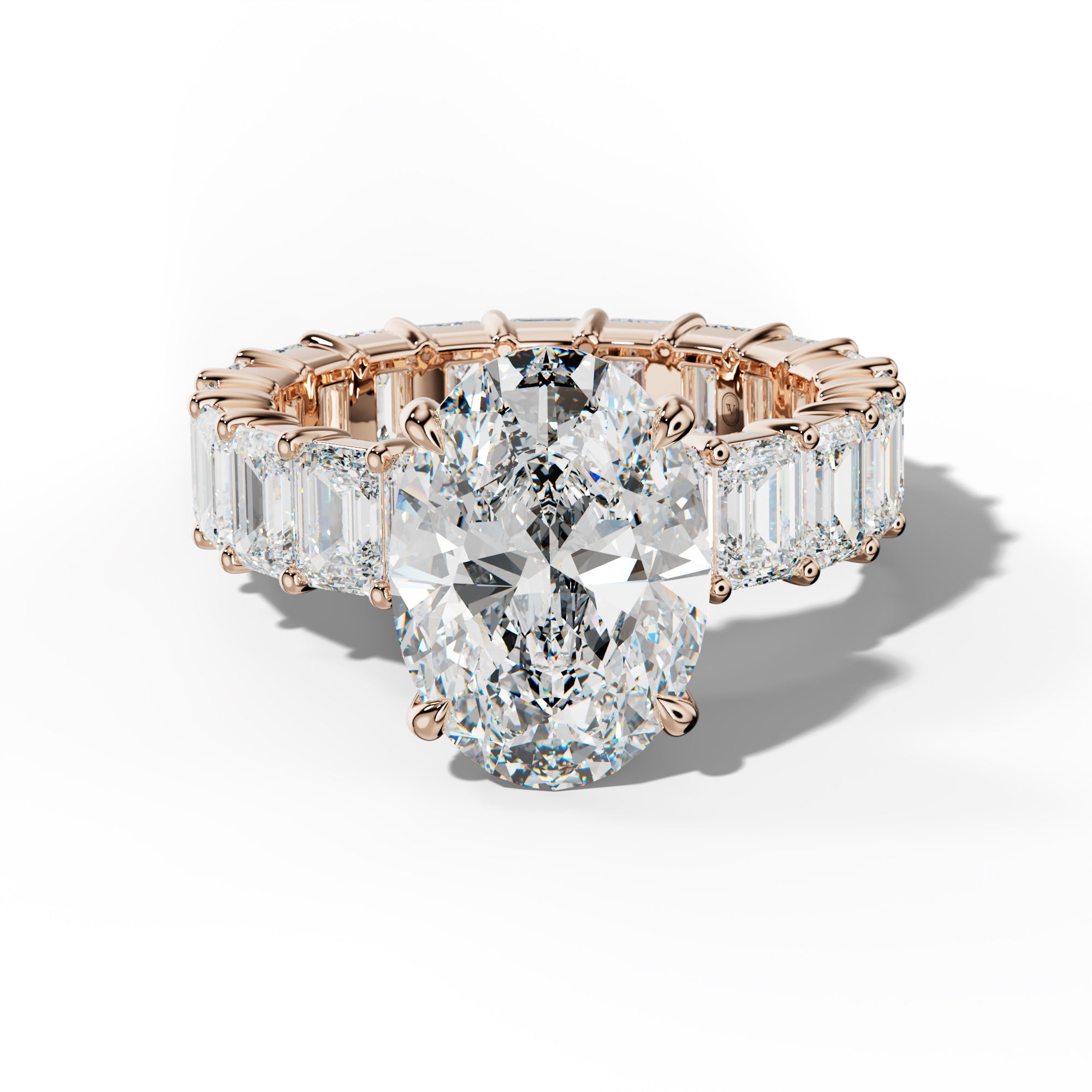 Willow Oval Diamond Engagement Ring With Emerald Cut Side Stones