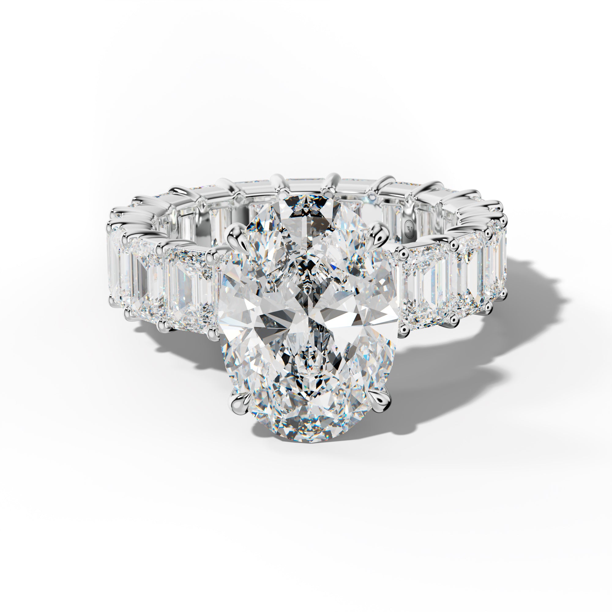 Willow Oval Diamond Engagement Ring With Emerald Cut Side Stones