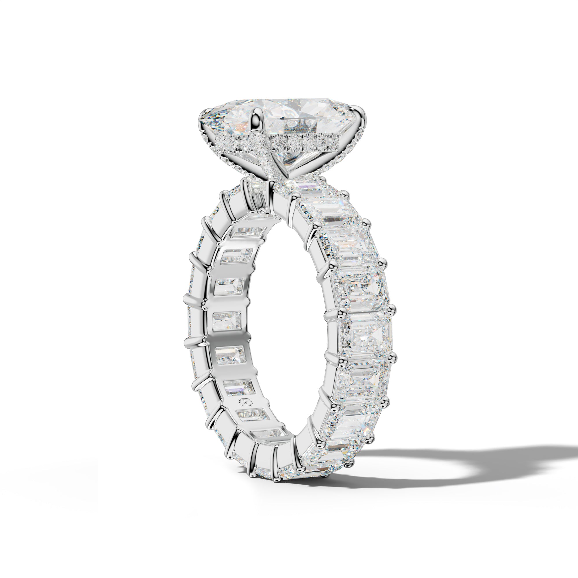 Willow Oval Diamond Engagement Ring With Emerald Cut Side Stones