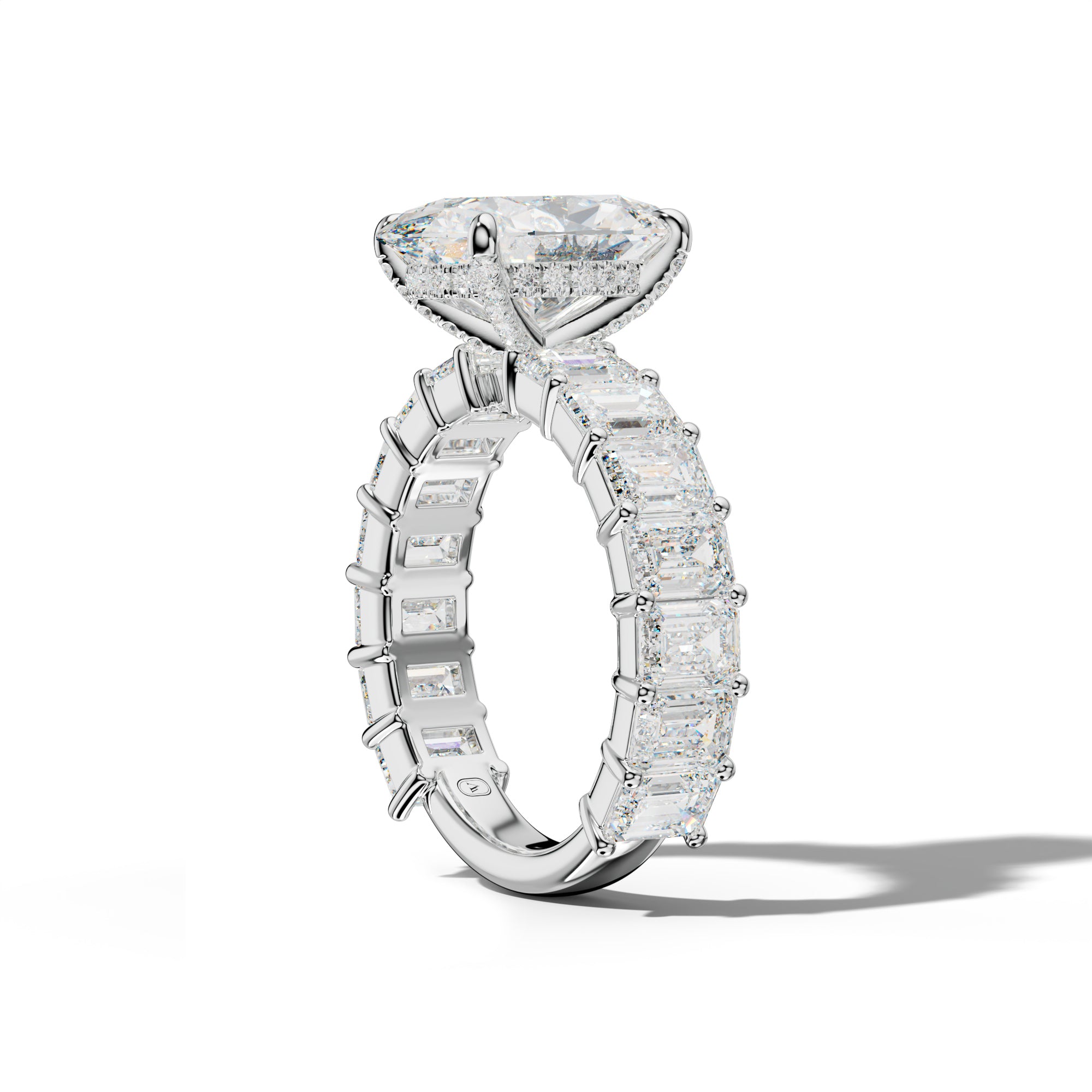 Keira Oval Diamond Engagement Ring With Emerald Cut Side Stones