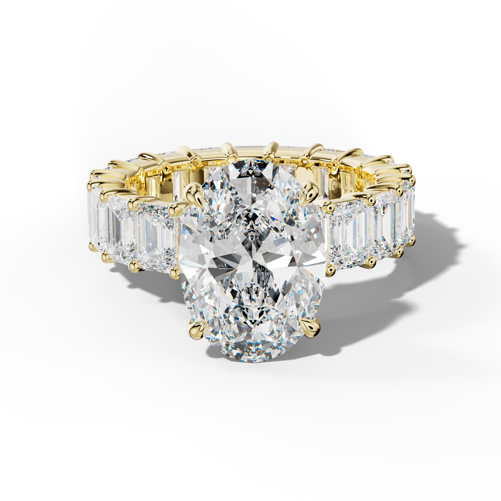 Willow Oval Diamond Engagement Ring With Emerald Cut Side Stones