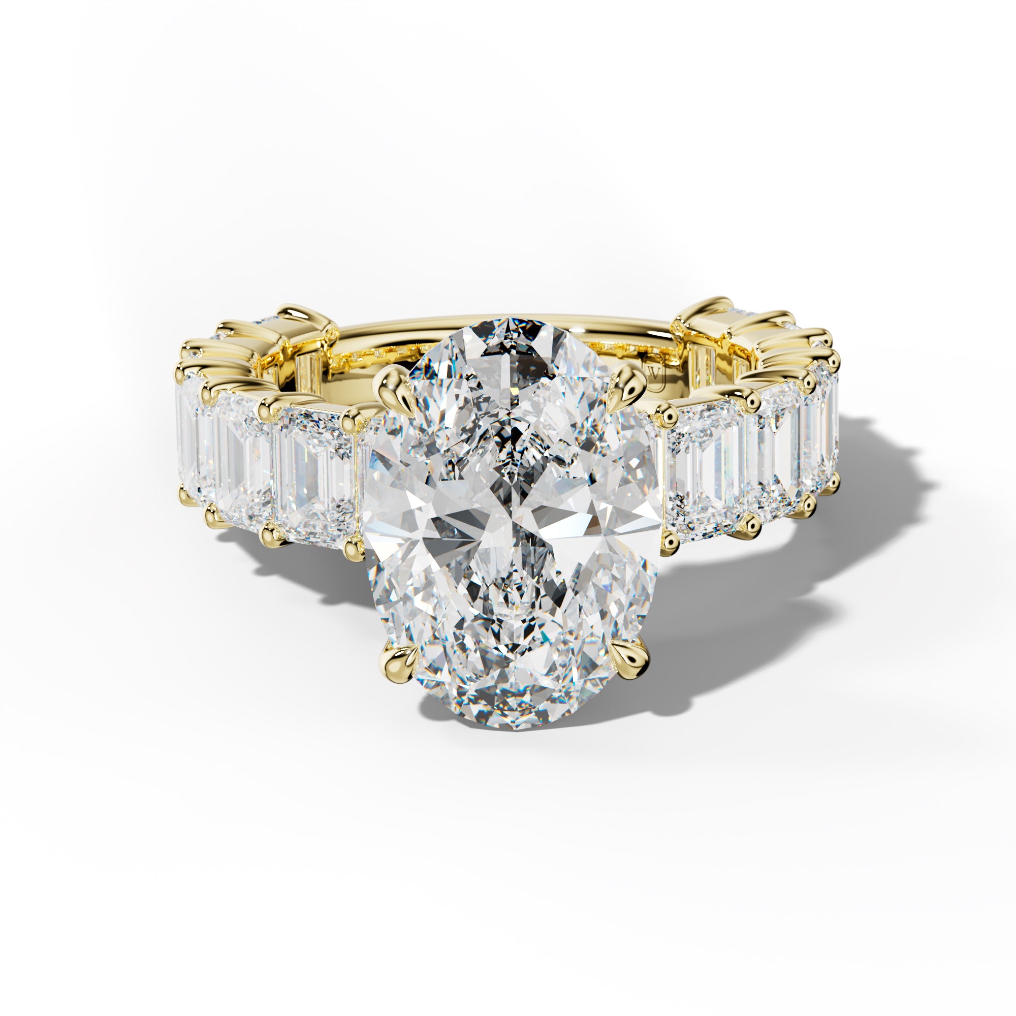 Keira Oval Diamond Engagement Ring With Emerald Cut Side Stones
