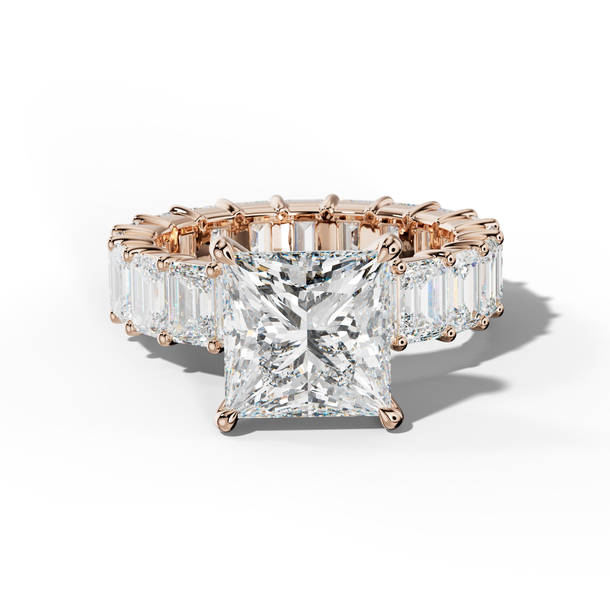 Willow Princess Cut Engagement Ring With Emerald Cut Side Stones