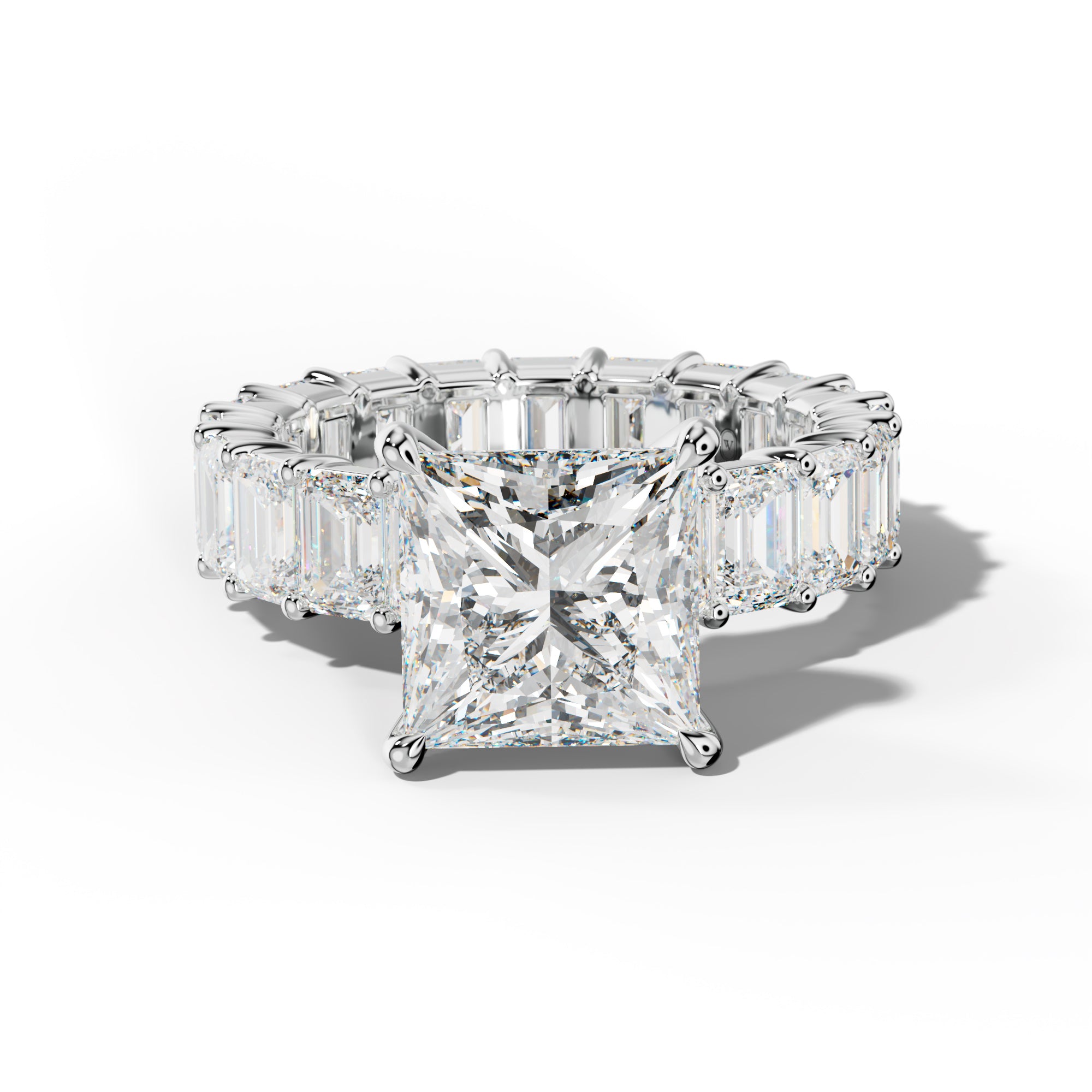 Willow Princess Cut Engagement Ring With Emerald Cut Side Stones