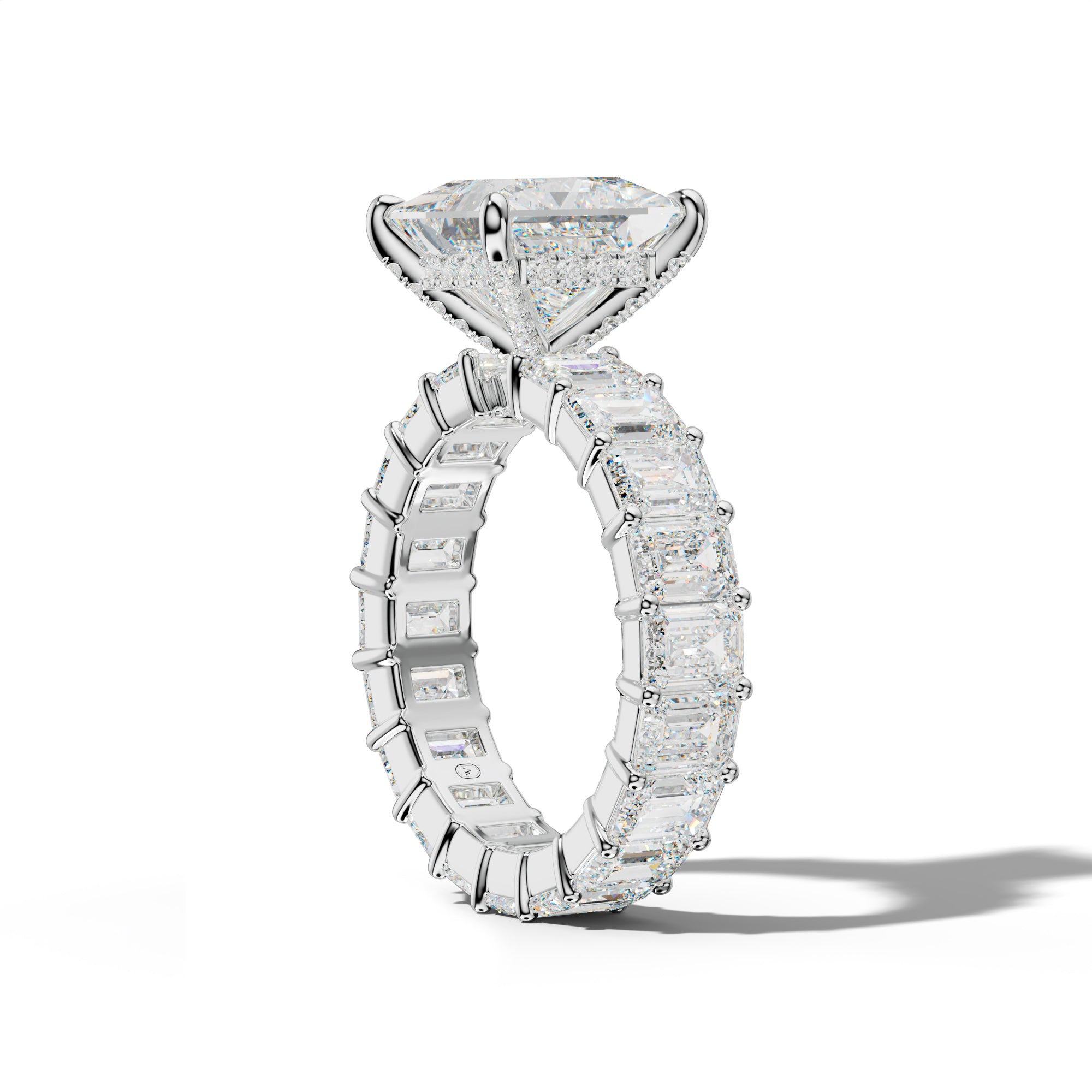 Willow Princess Cut Engagement Ring With Emerald Cut Side Stones