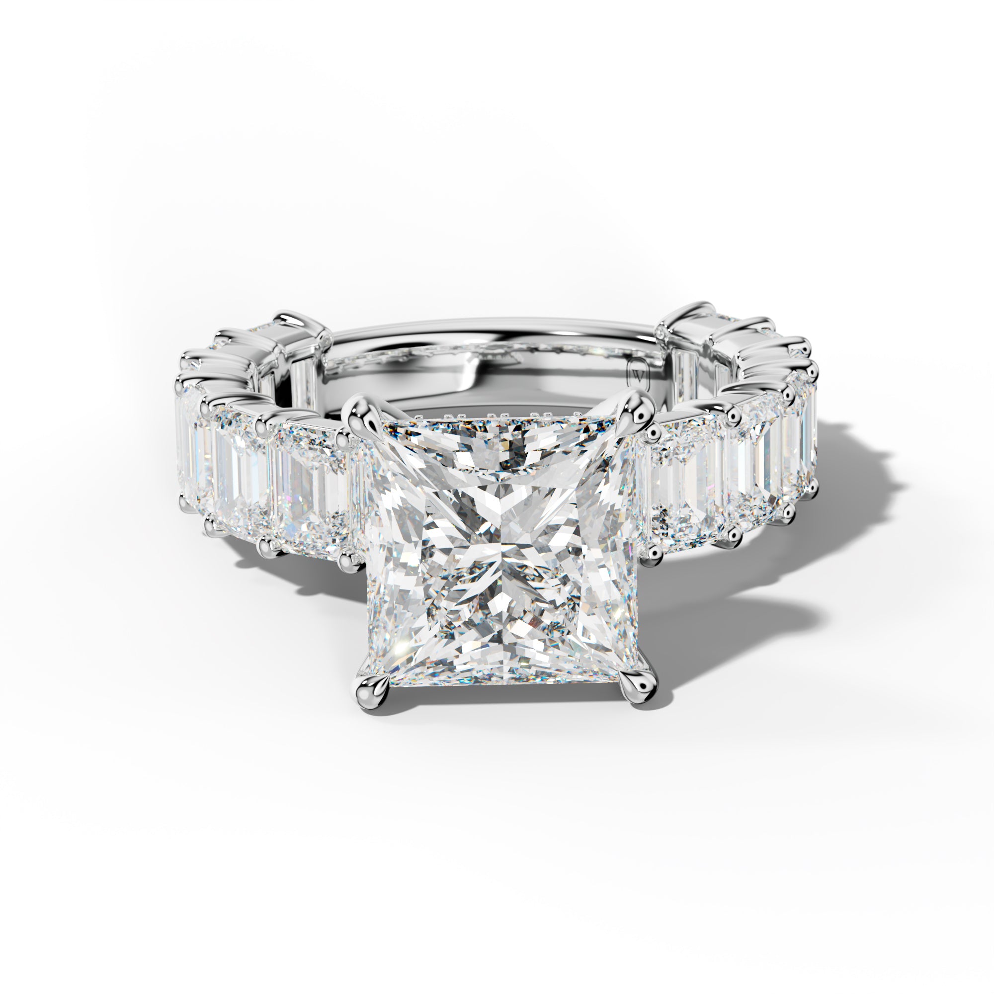 Keira Princess Cut Engagement Ring With Emerald Cut Side Stones