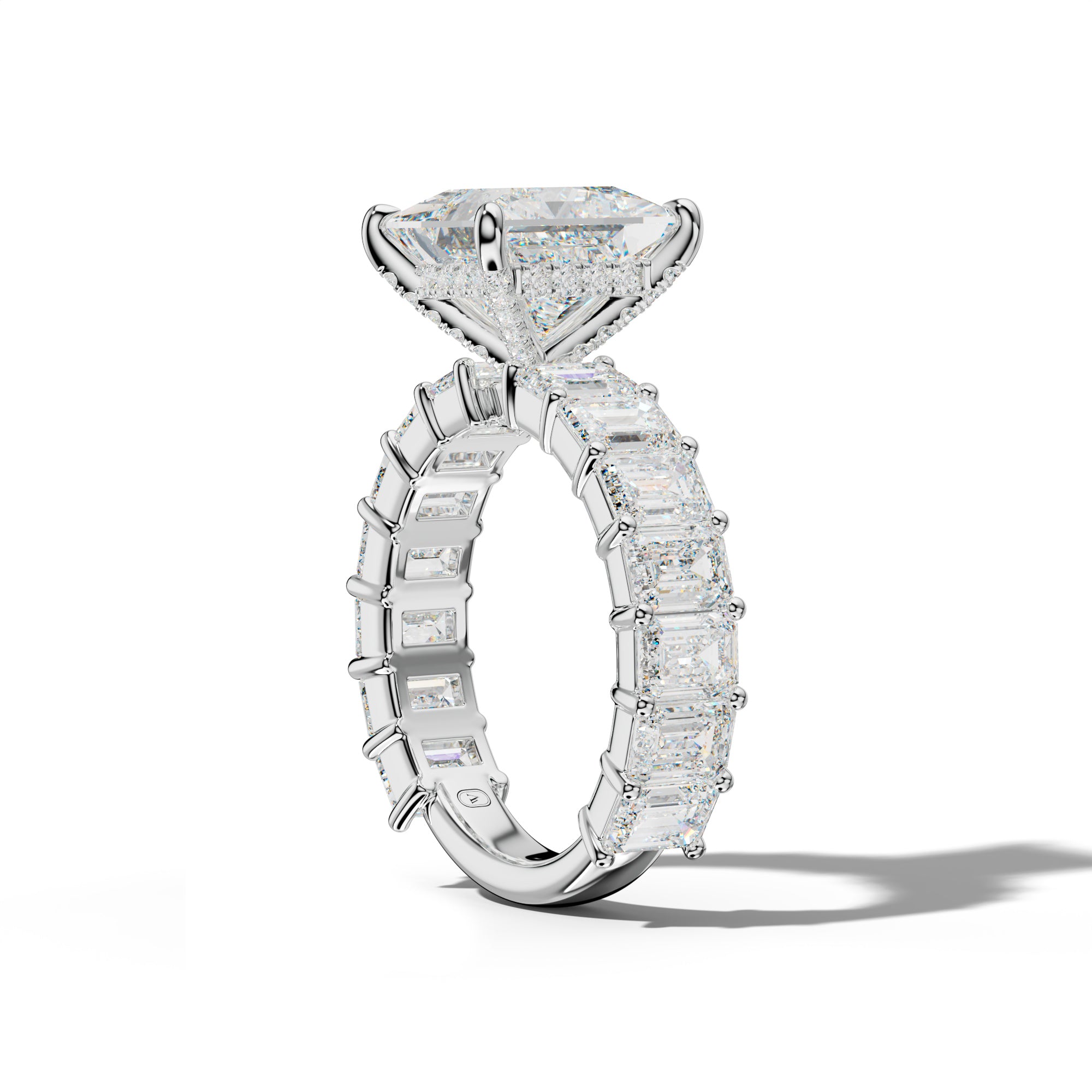 Keira Princess Cut Engagement Ring With Emerald Cut Side Stones