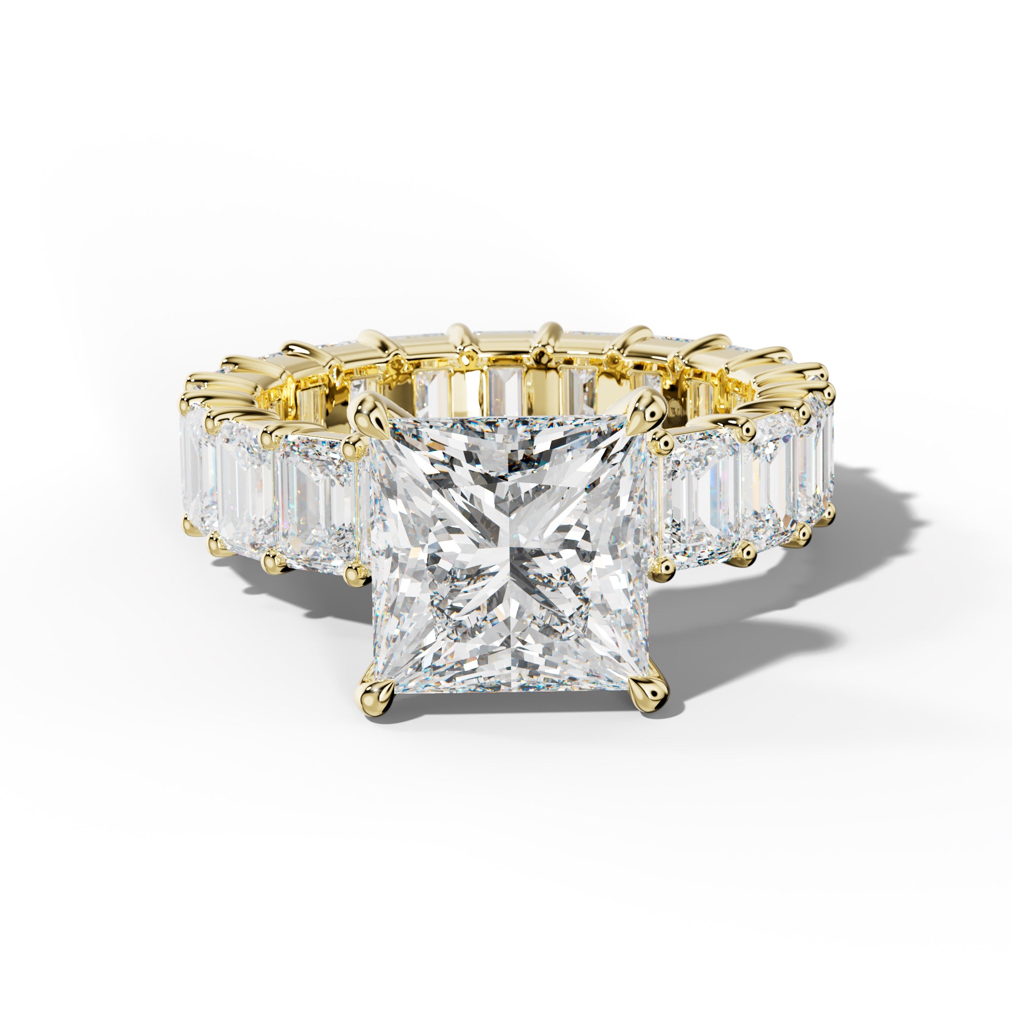 Willow Princess Cut Engagement Ring With Emerald Cut Side Stones