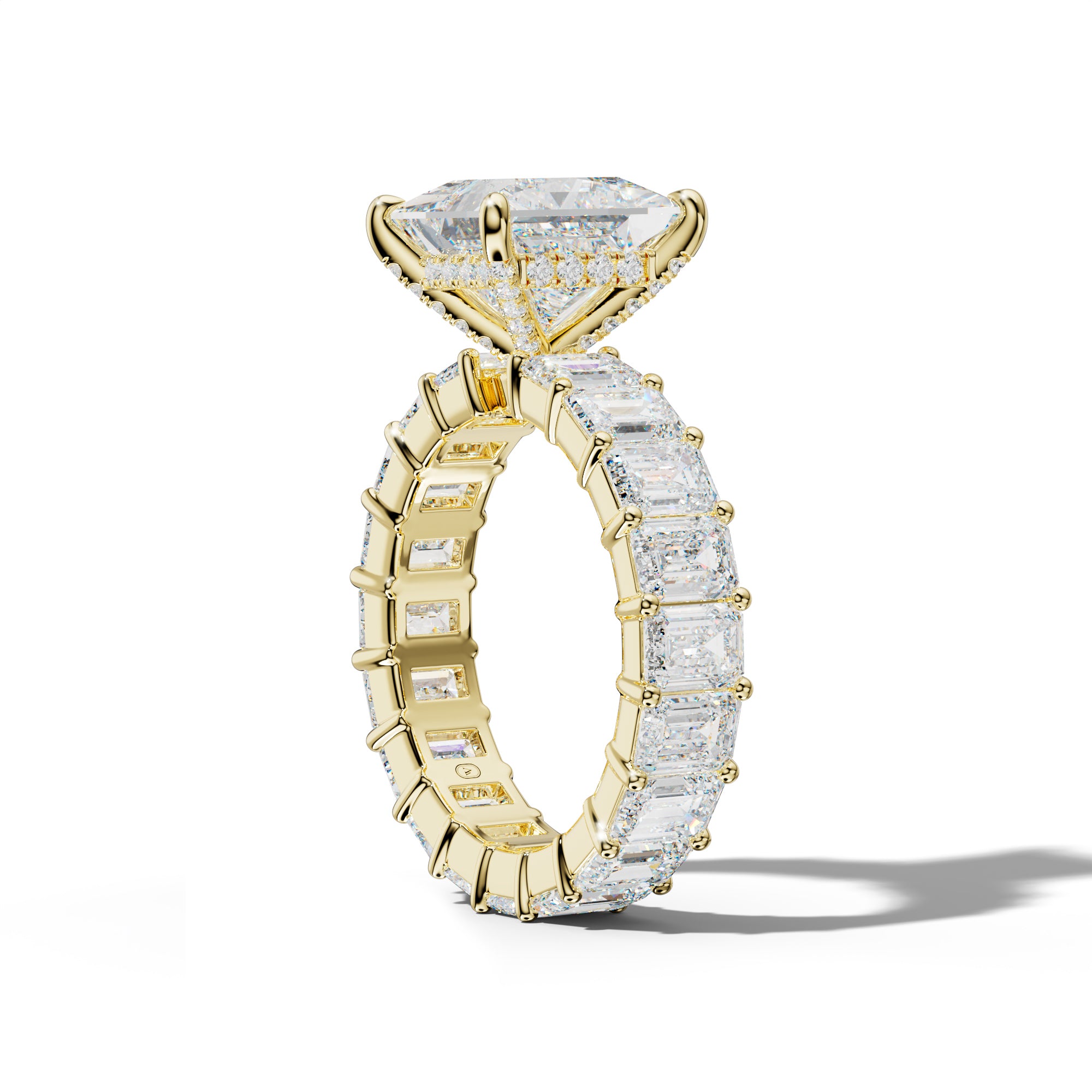 Willow Princess Cut Engagement Ring With Emerald Cut Side Stones